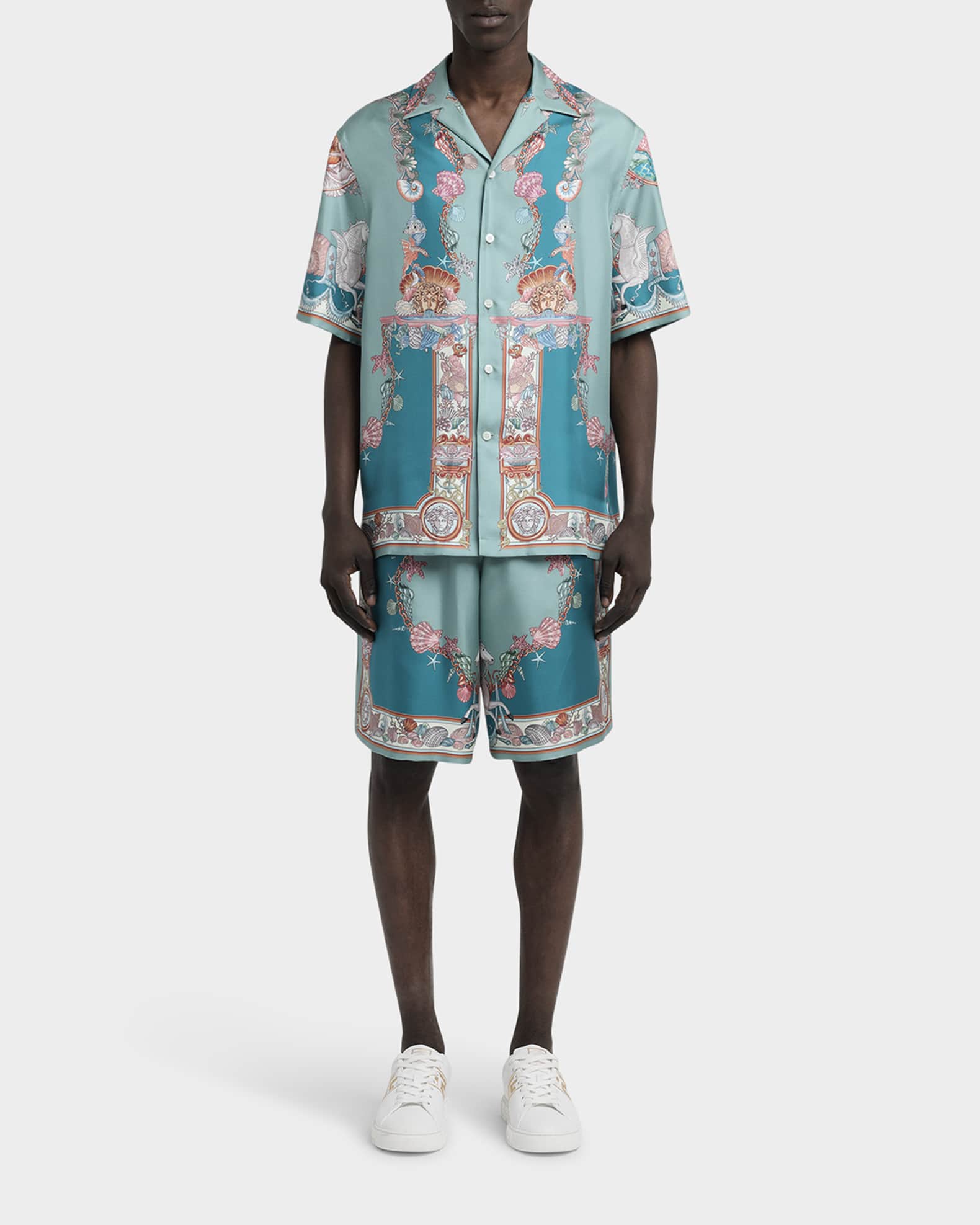 Men's Coral Theater Silk Twill Camp Shirt