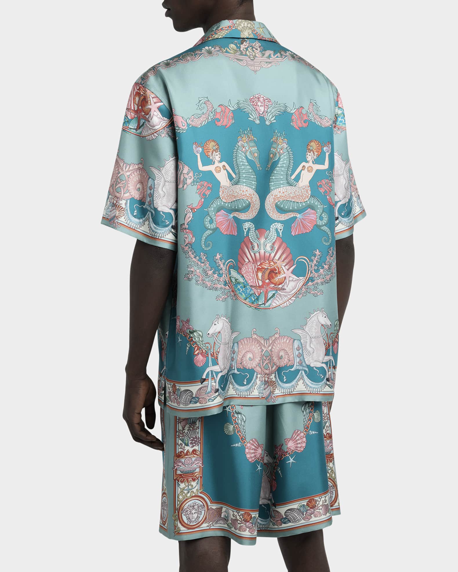 Men's Coral Theater Silk Twill Camp Shirt