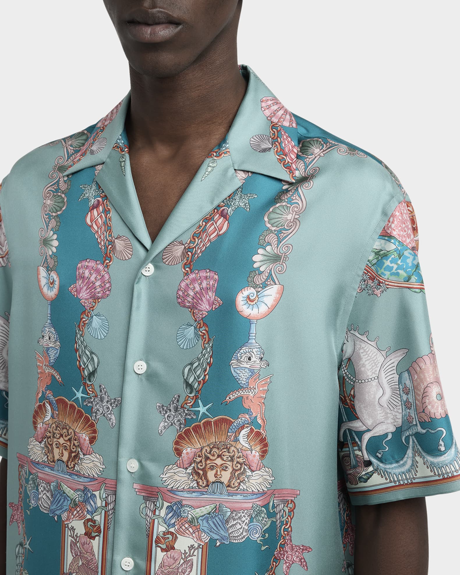 Men's Coral Theater Silk Twill Camp Shirt