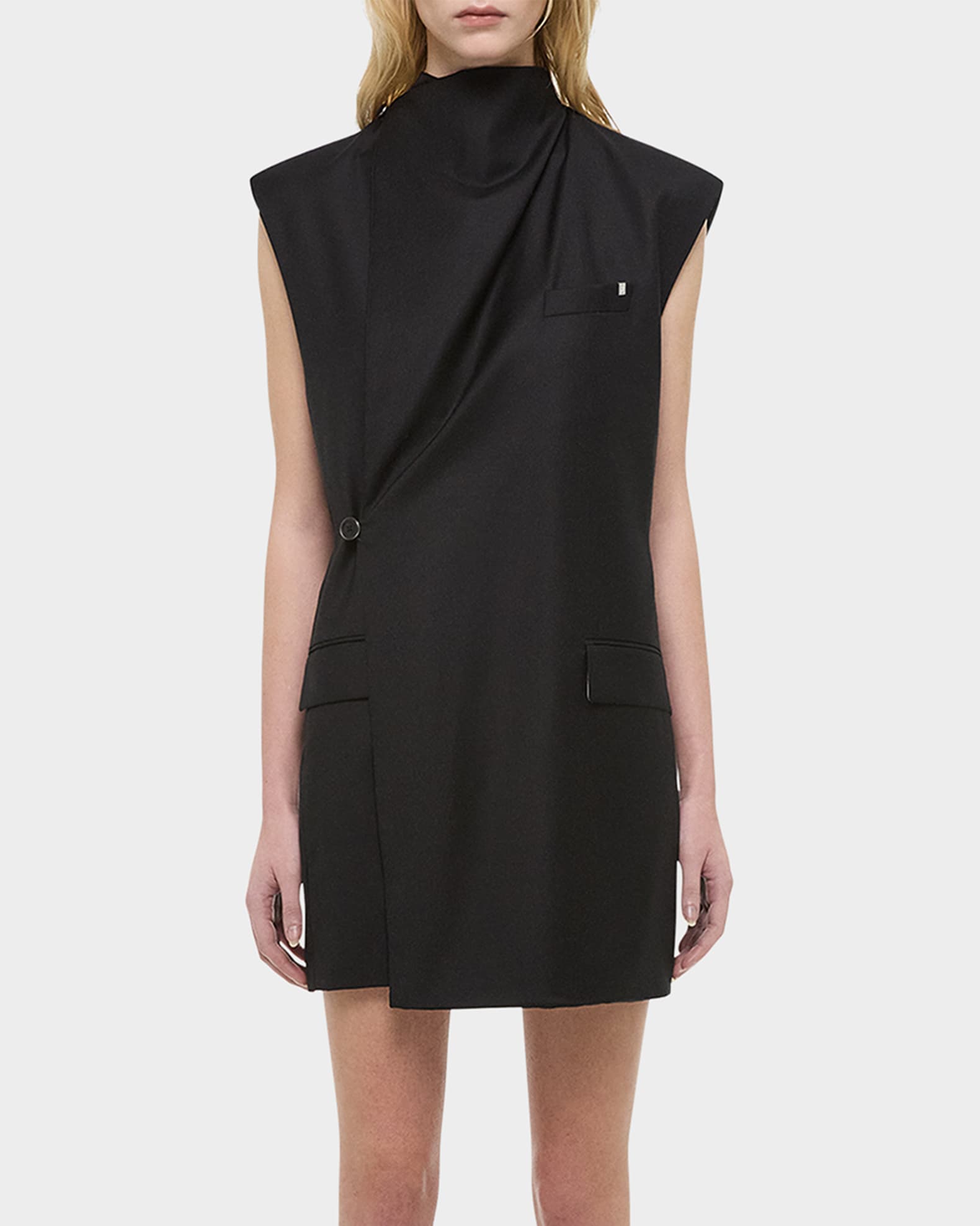 Sleeveless Cowl-Neck Blazer Dress 1