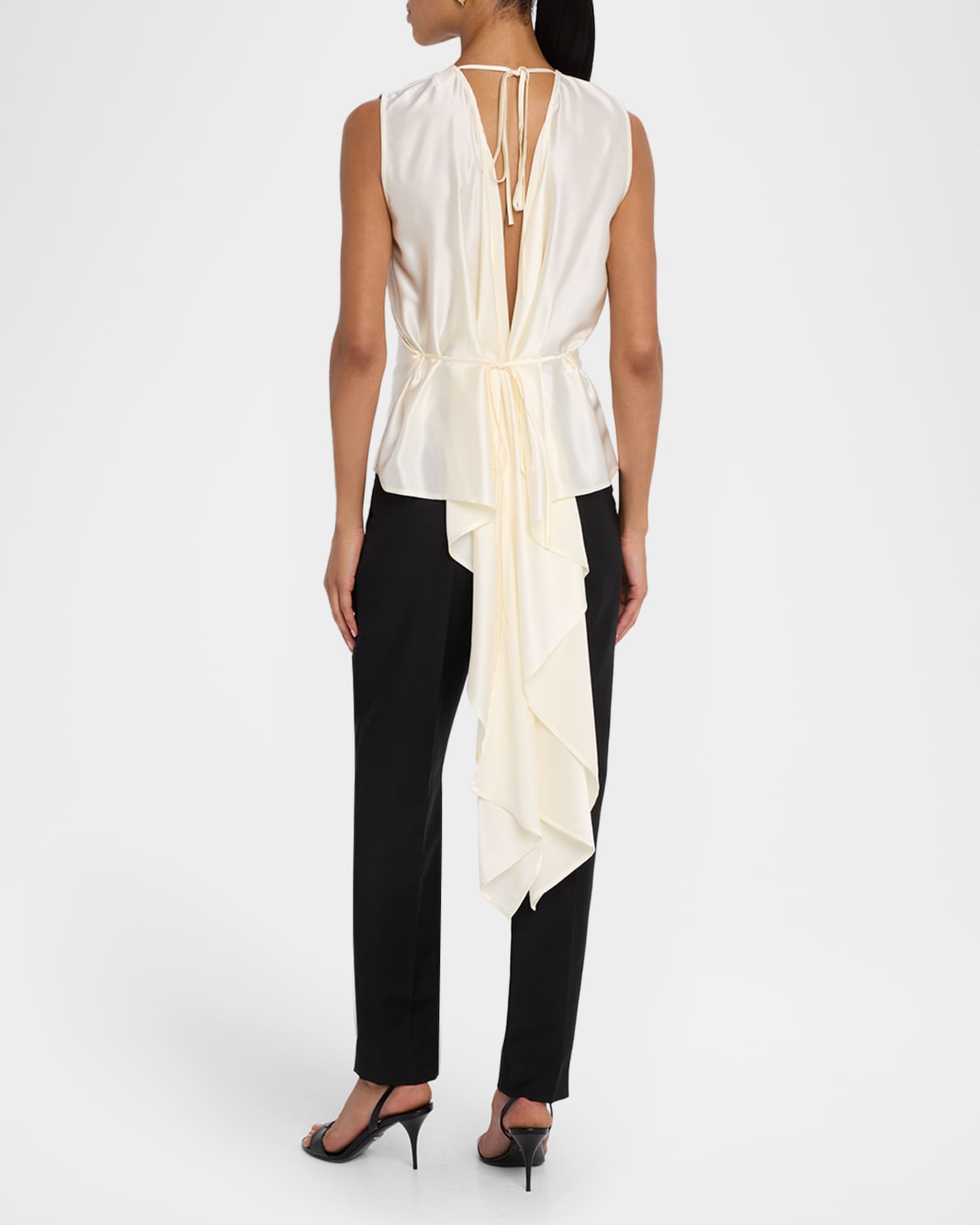 helmut lang シルク袖なしトップス Helmut Lang Sleeveless Draped Silk Scarf Top | Neiman Marcus