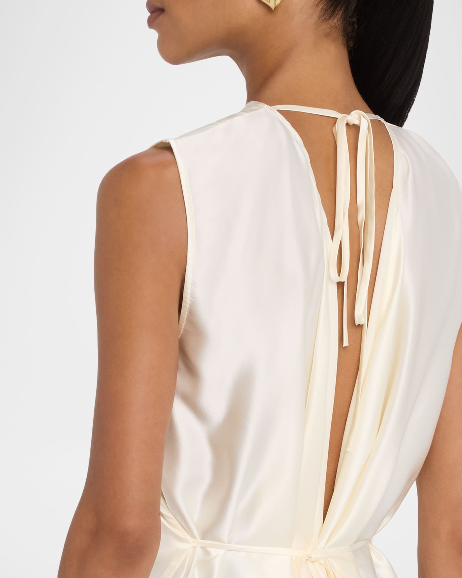 Helmut Lang Sleeveless Draped Silk Scarf Top | Neiman Marcus