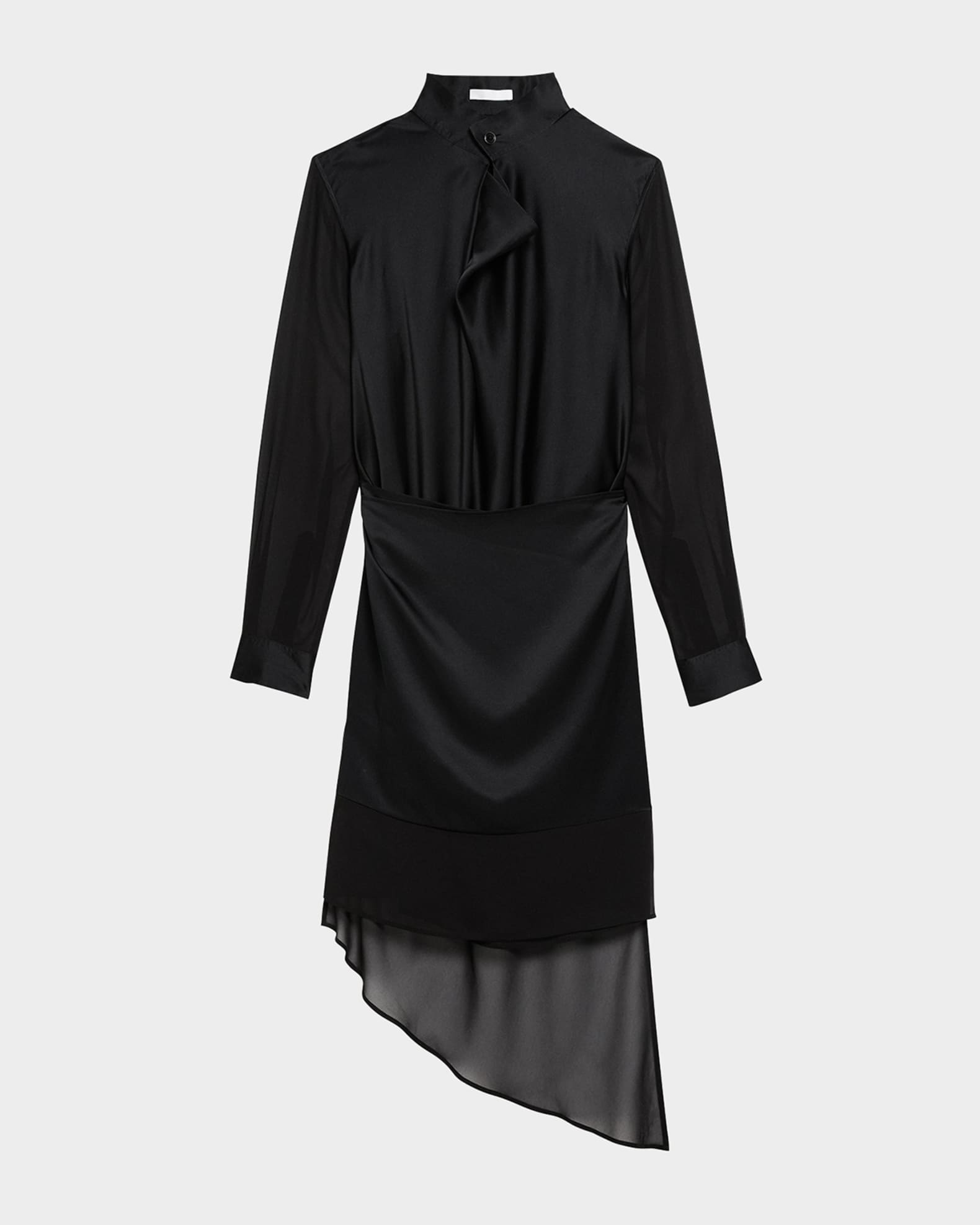 Draped Cowl-Neck Scarf Shirtdress  0