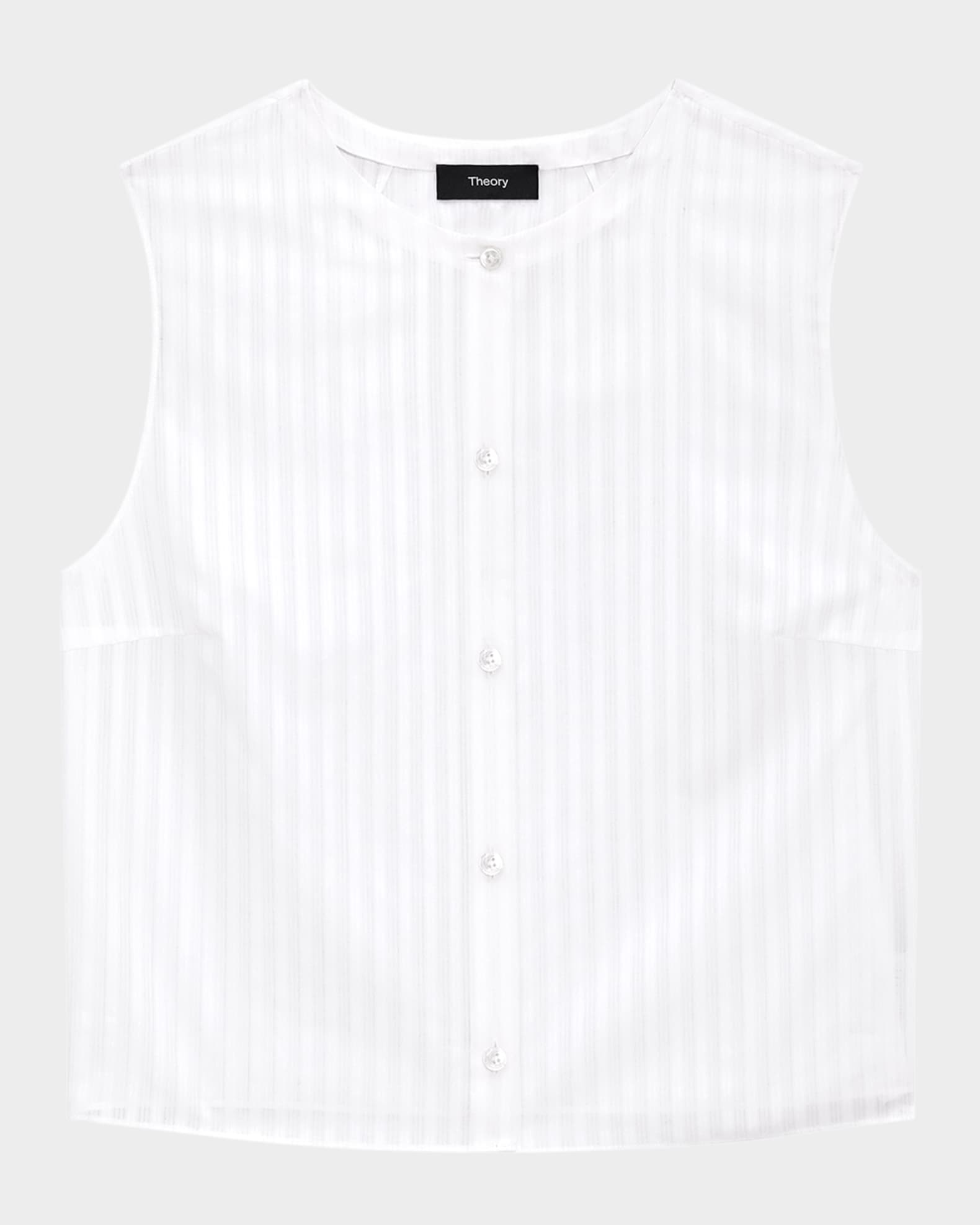 Stripe Button-Front Sleeveless Shell  0