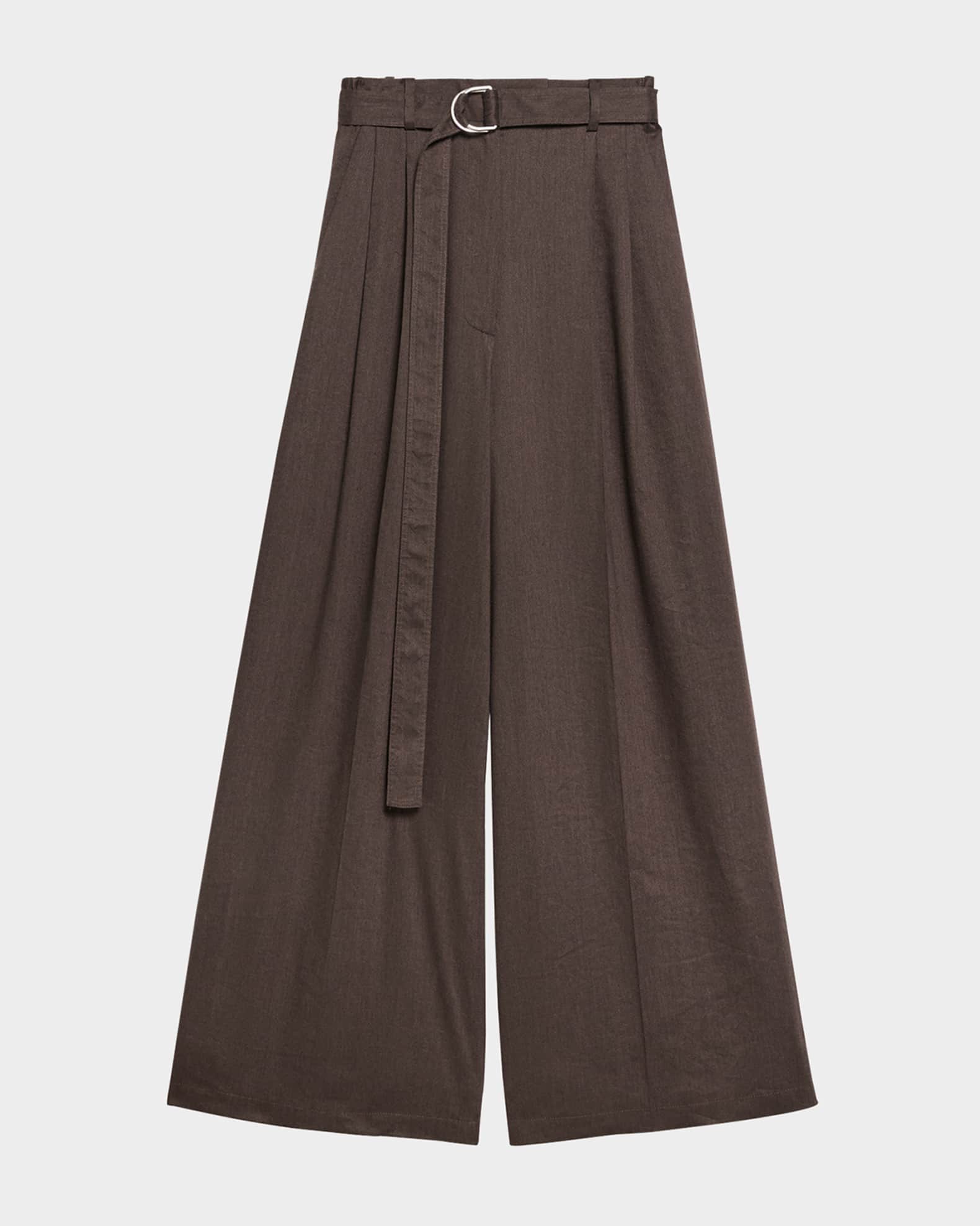 Wide Double-Pleat Trousers with Belt 0