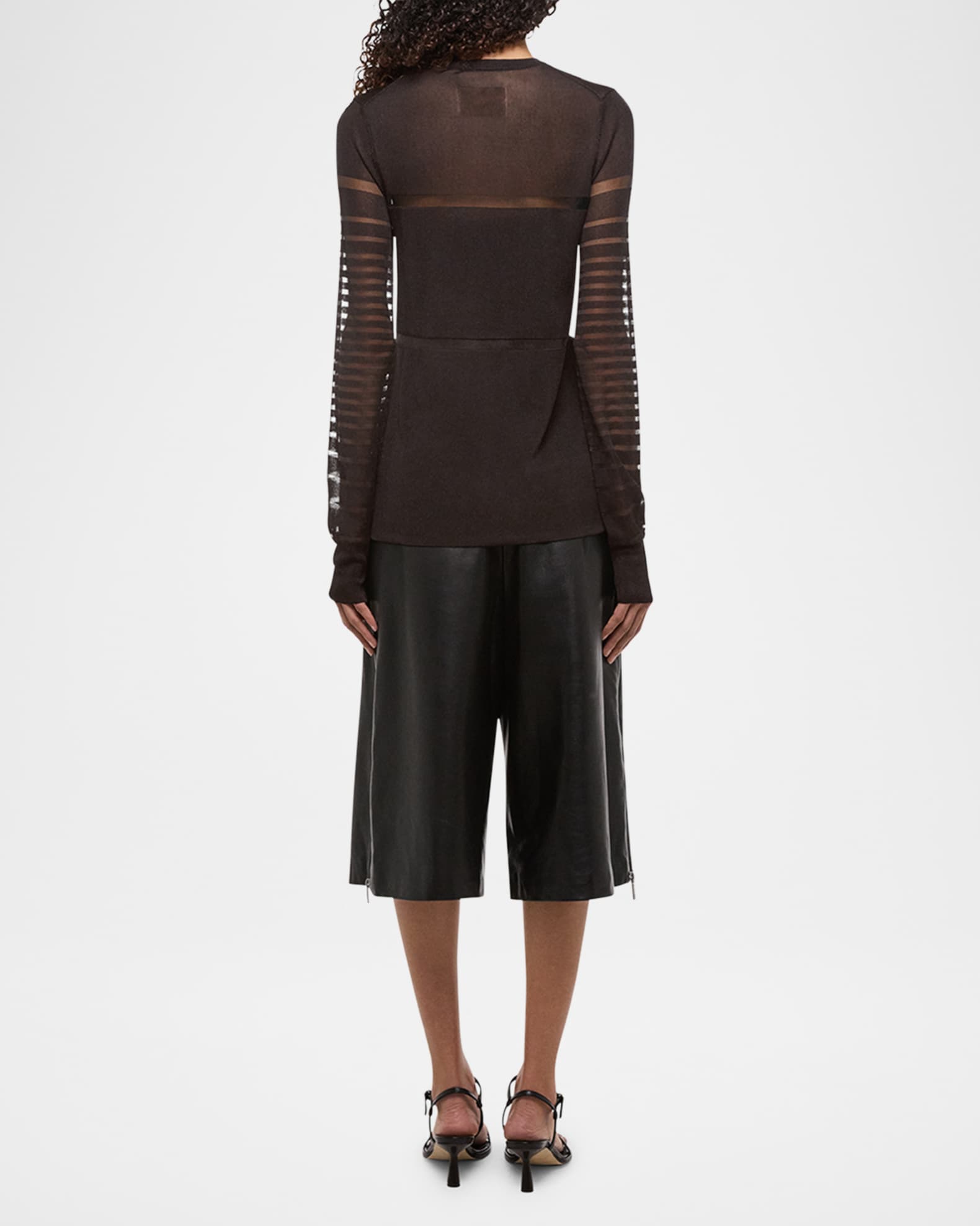トップス HELMUT LANG - sheer top Helmut Lang Spaced Sheer Long-Sleeve Top | Neiman Marcus