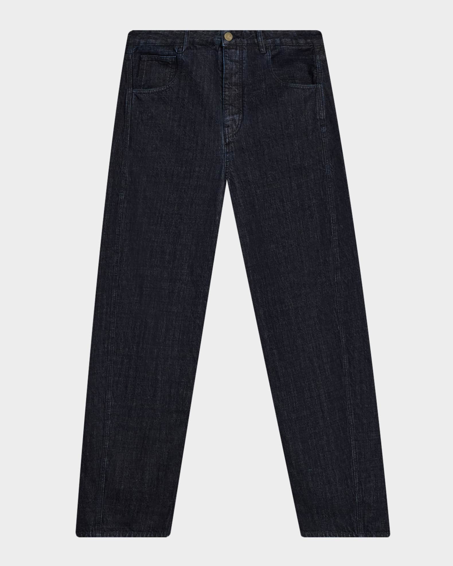 Jacquemus Men's The Mirada de-Nîmes Curved Denim Pants | Neiman Marcus