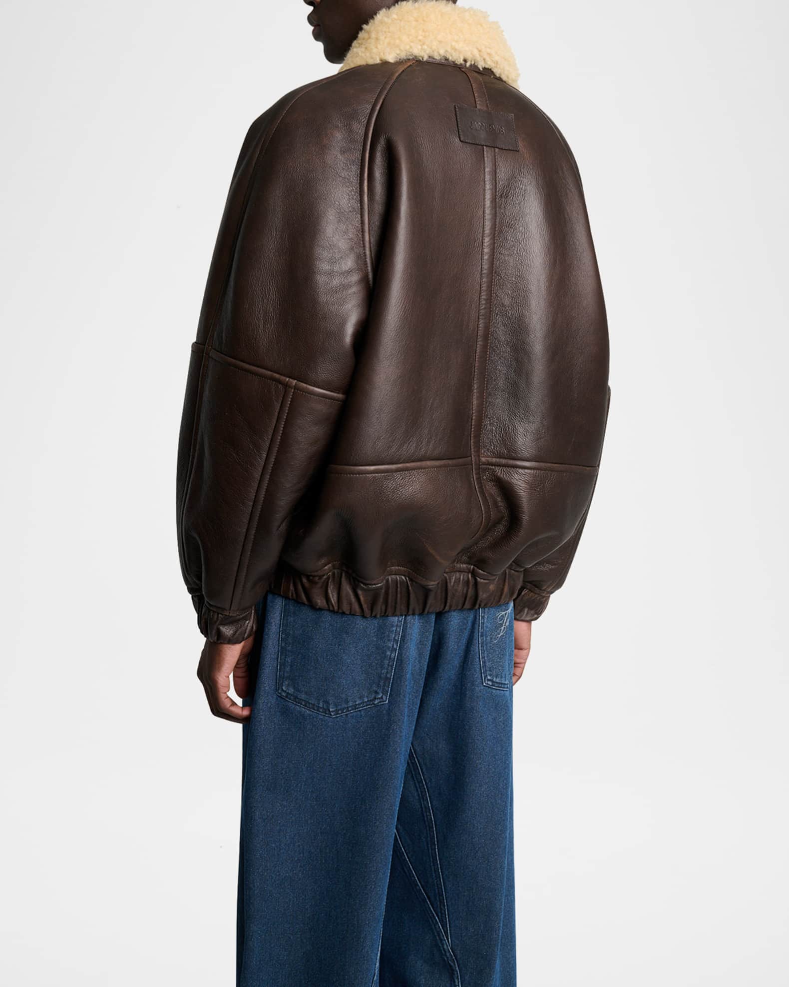 Jacquemus Men's Leather and Shearling Bomber Jacket | Neiman