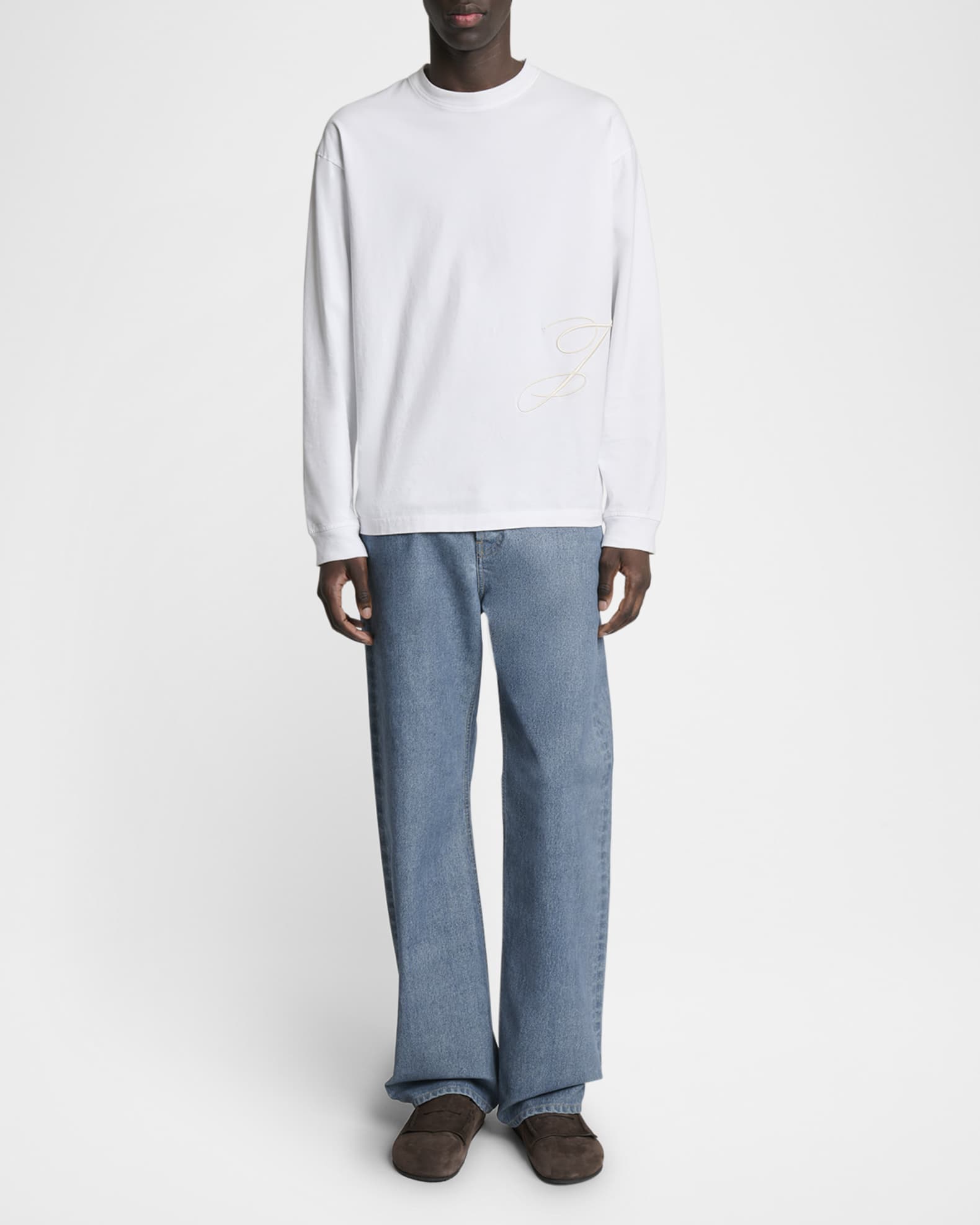 Jacquemus The J-Embroidered Long-Sleeve T-Shirt | Neiman Marcus