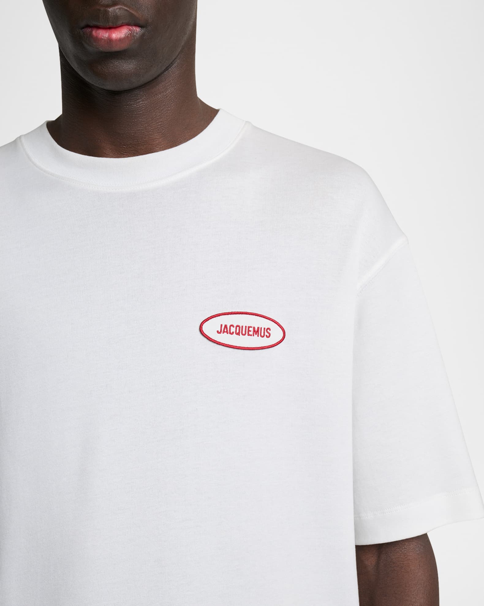 Jacquemus Men's Stazione Logo Patch T-Shirt | Neiman Marcus