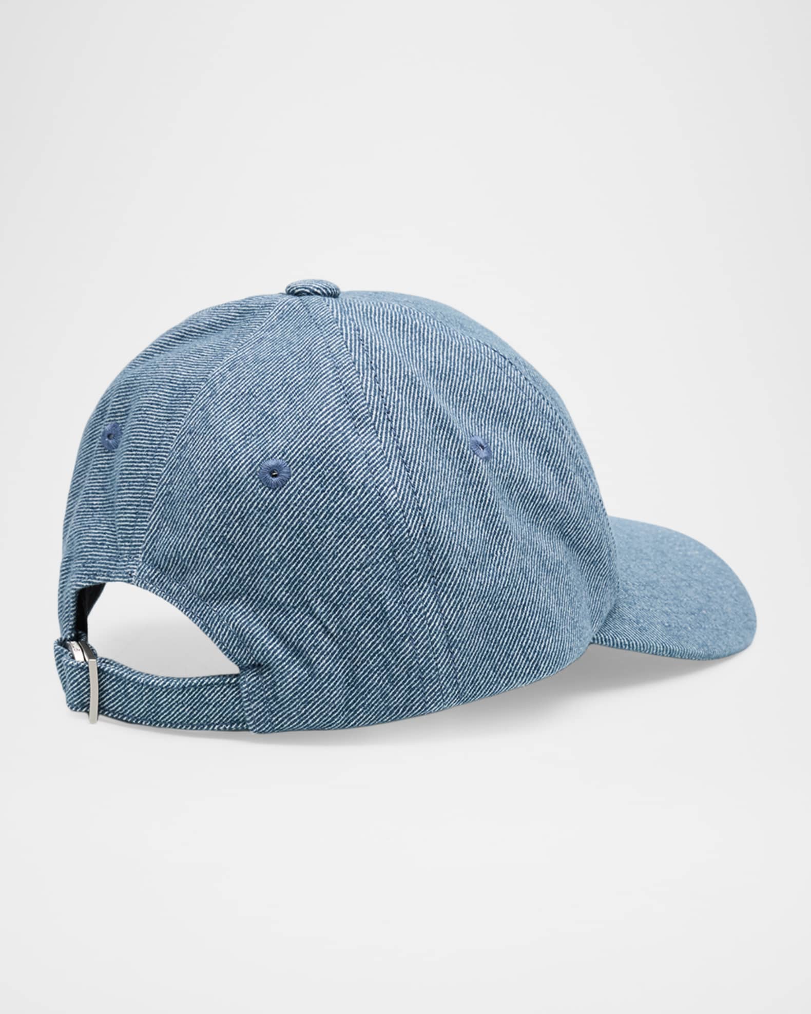 JACQUEMUS デニムフリンジキャップ Jacquemus Men's Gadjo Denim Metal-Logo Baseball Cap | Neiman Marcus