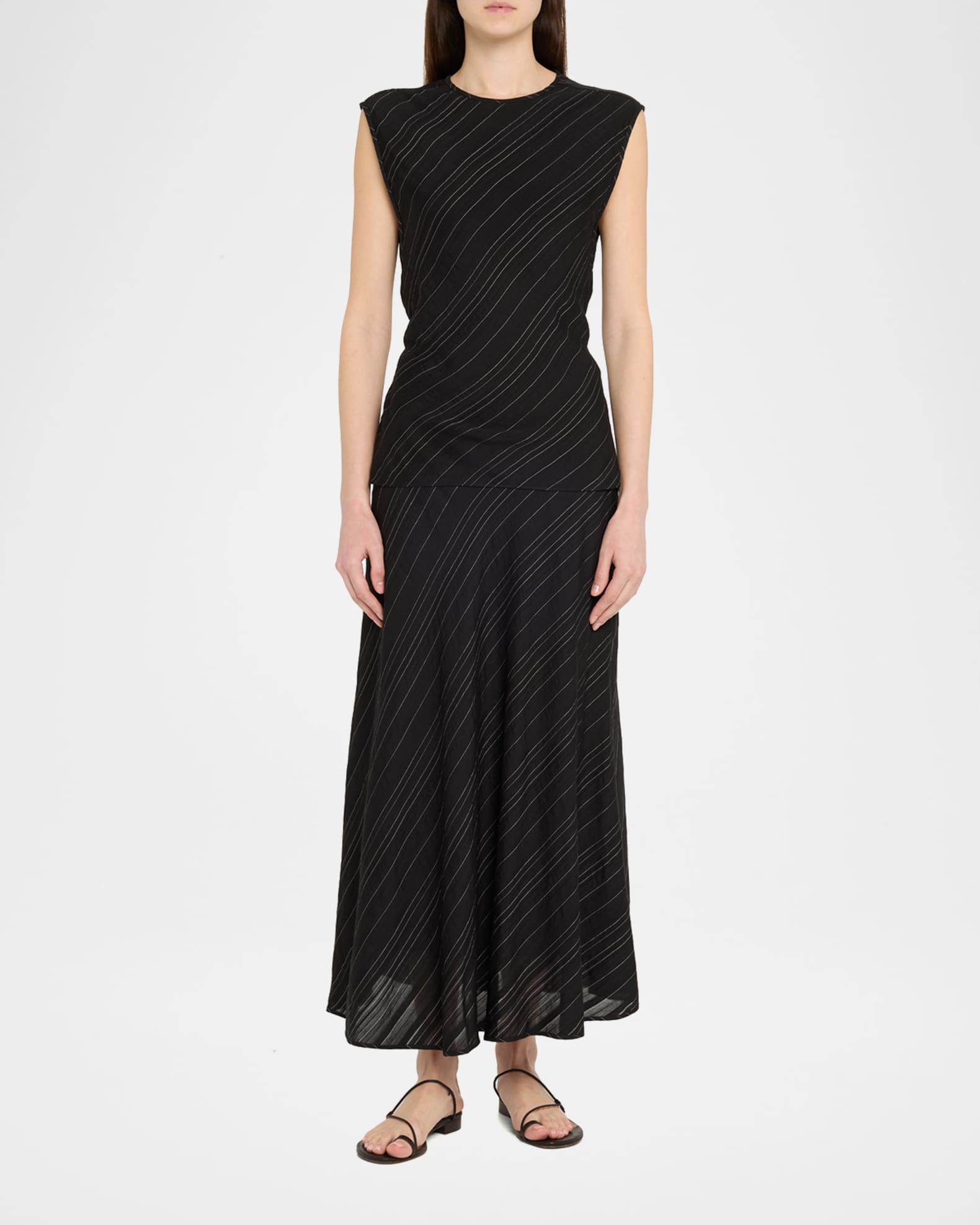 Kaia Woven Stripe Midi Skirt 1