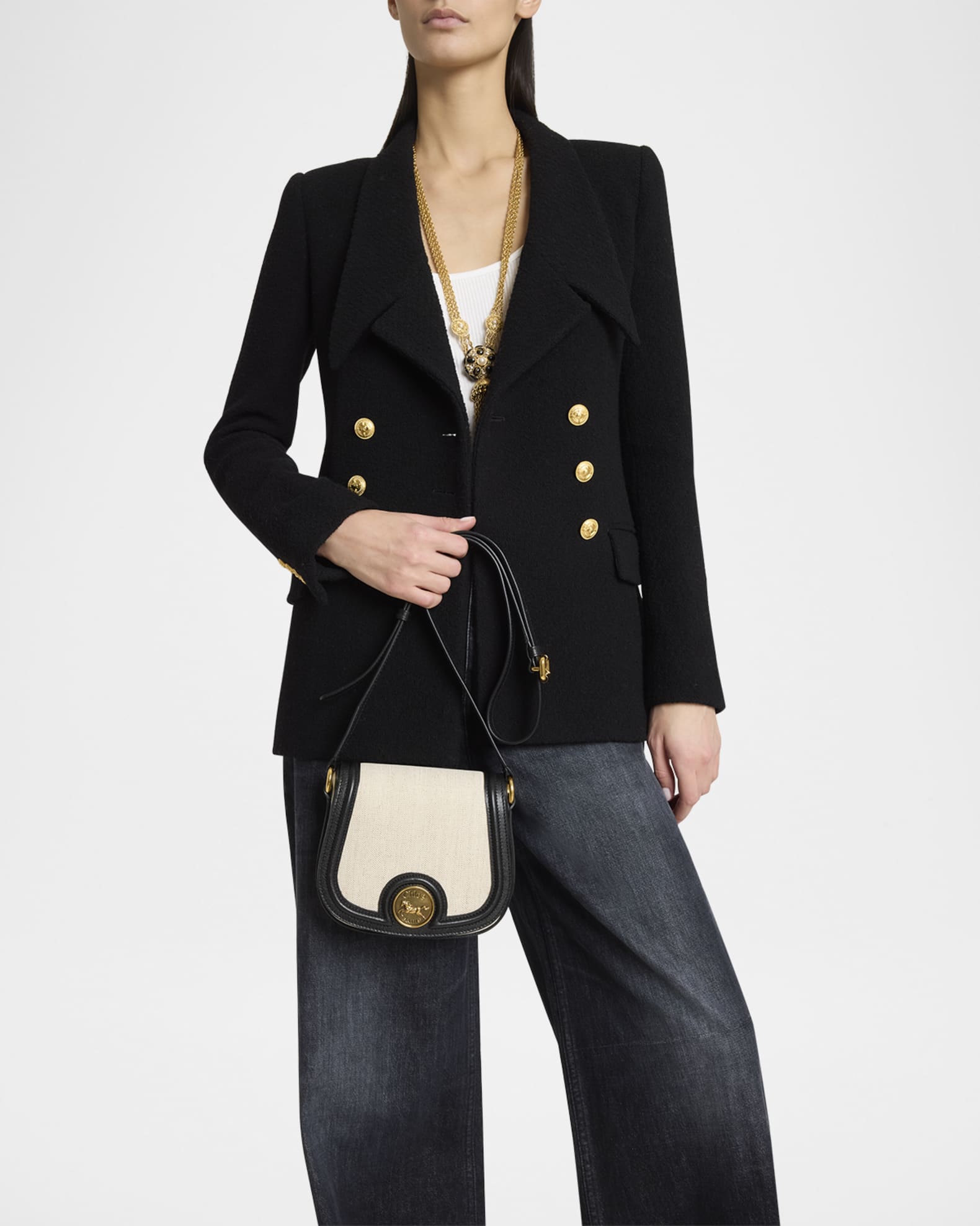 ★送料関税込★Chloe Horse Medal スモール バスケットバッグ Chloé ナチュラルファイバー製Horse Medalスモールバスケット