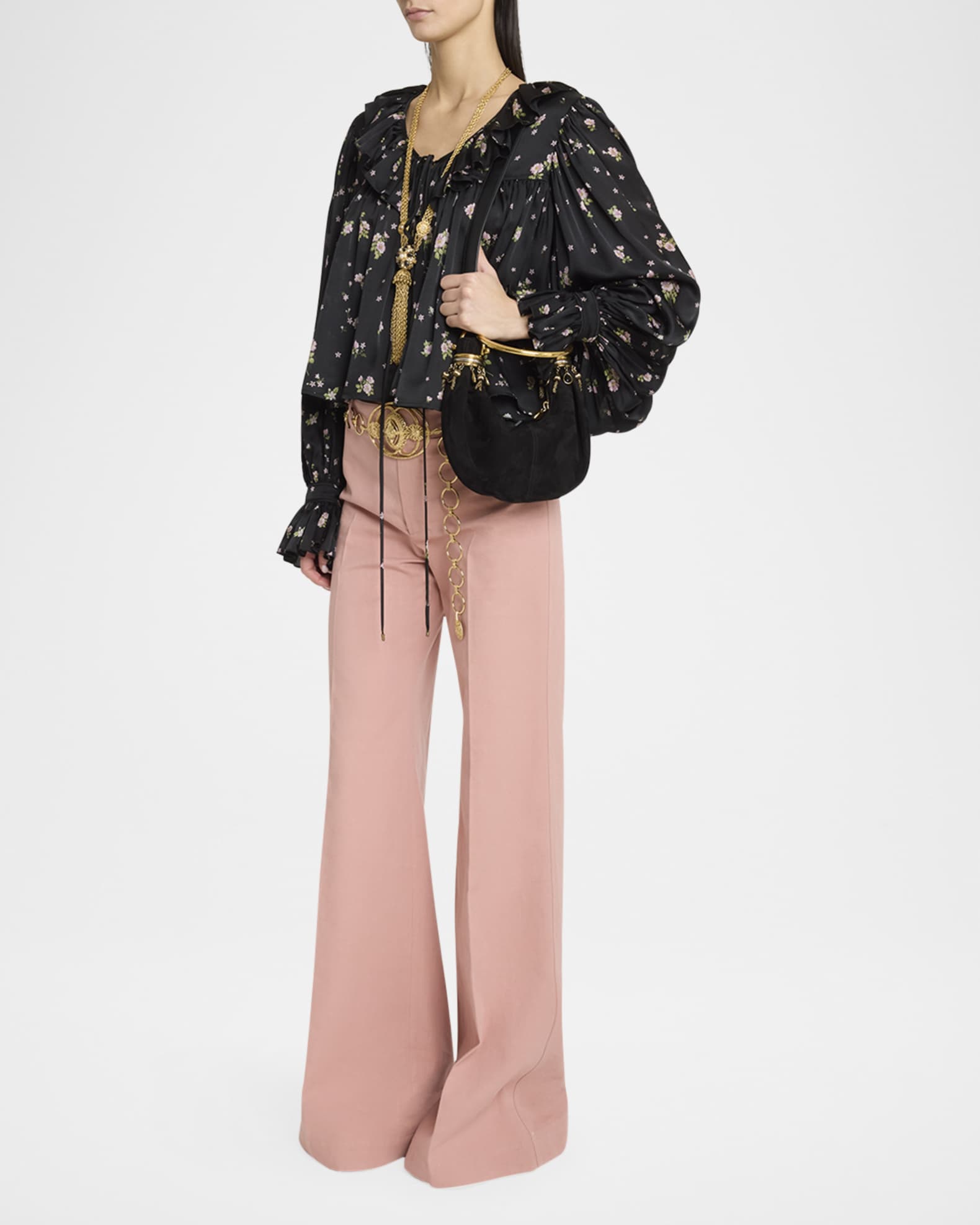 Chloe Bracelet Mini Top-Handle Bag in Suede with Beads | Neiman Marcus