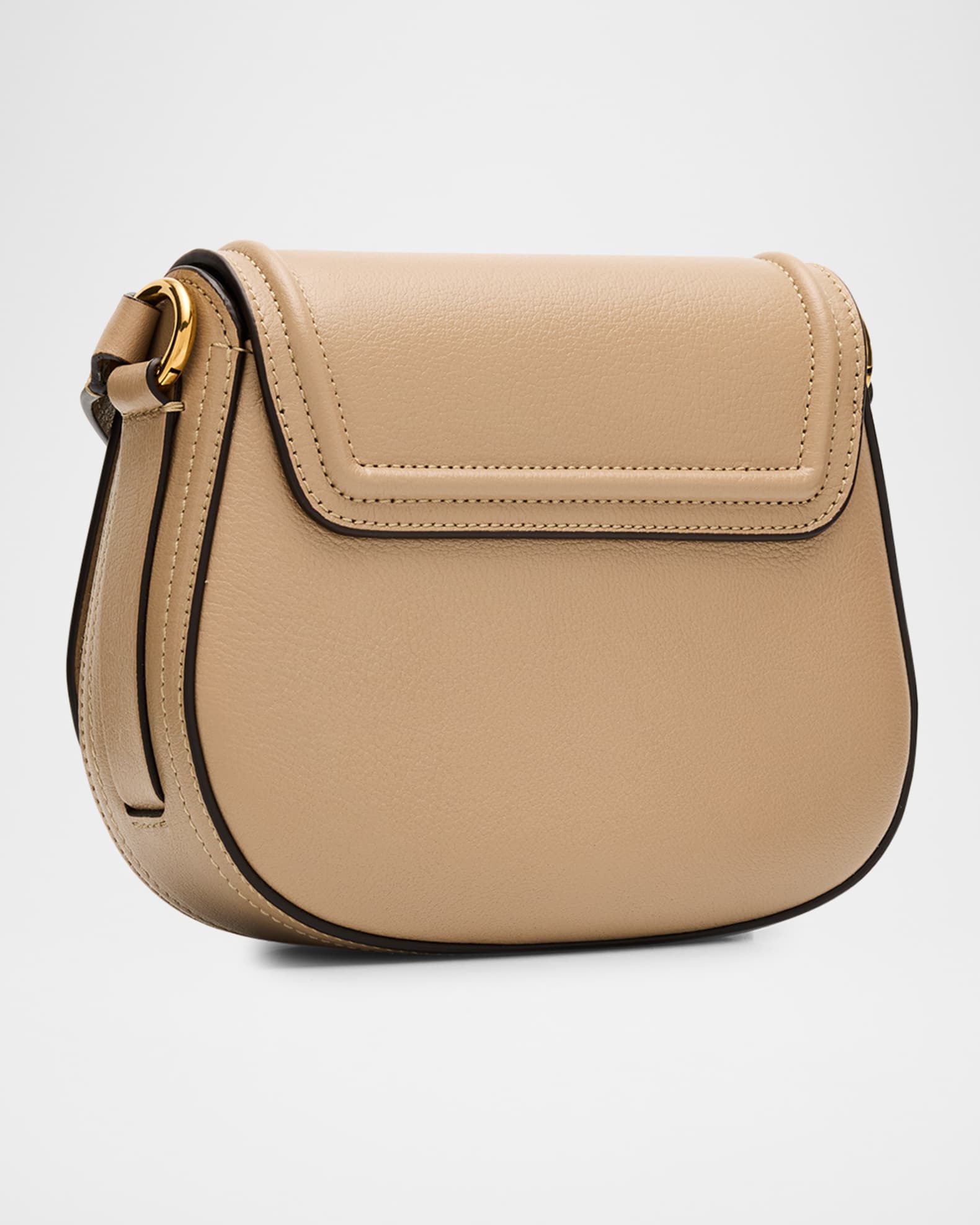 Chloe Horse Medal Saddle Crossbody Bag in Grained Leather
