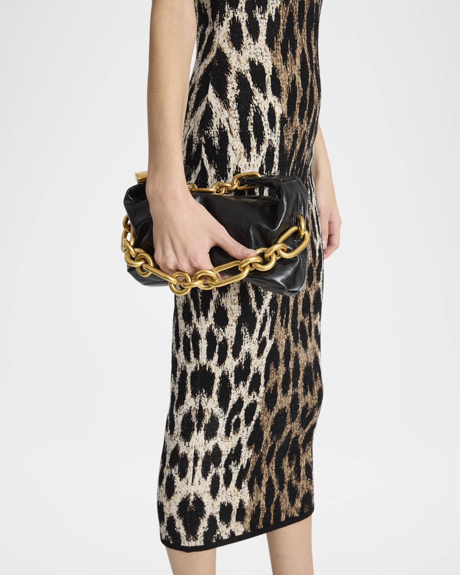 Balmain Sync Chain Mini Top-Handle Bag in Calfskin Leather