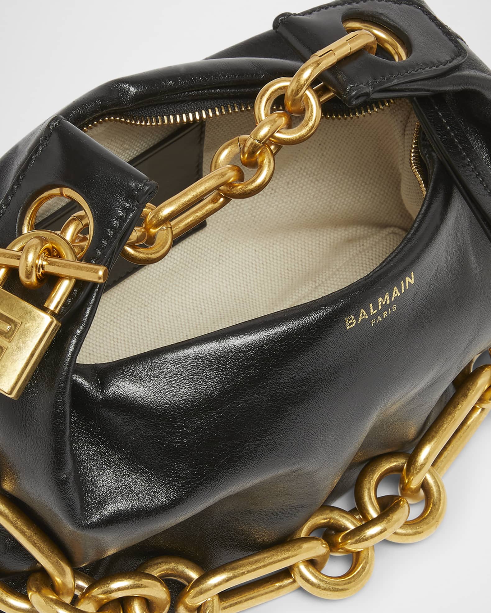 Balmain Sync Chain Mini Top-Handle Bag in Calfskin Leather