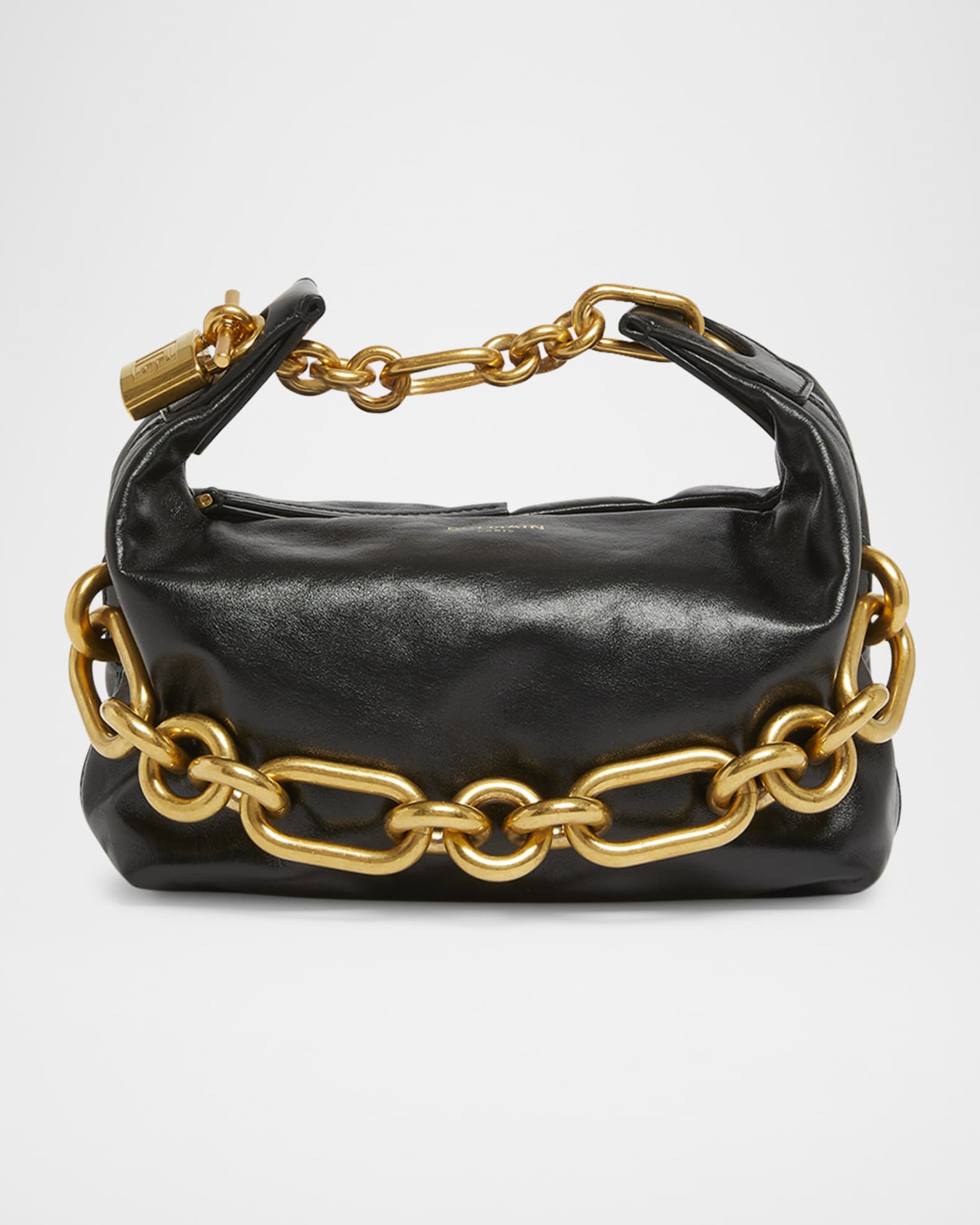 Balmain Sync Chain Mini Top-Handle Bag in Calfskin Leather