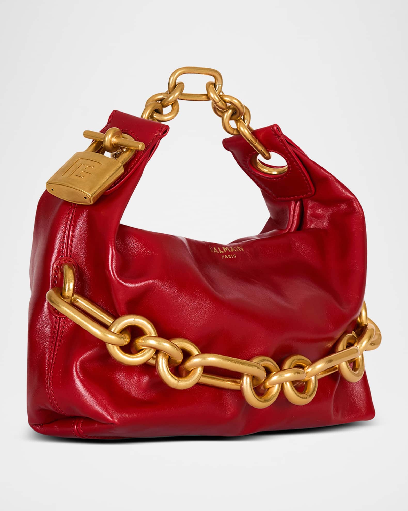【関税＆送料込み】Balmain Classic Handle S Bags Balmain Sync Chain Mini Top-Handle Bag in Calfskin Leather