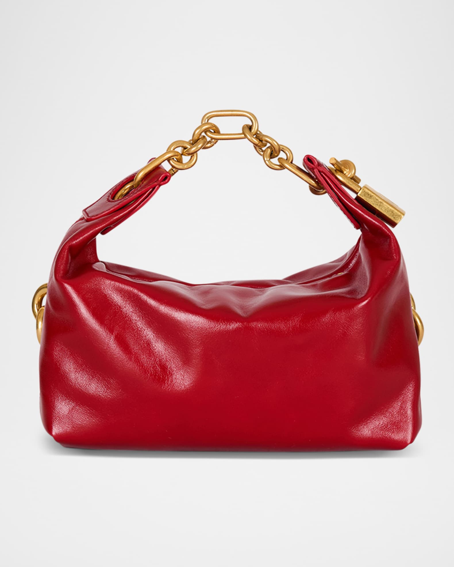 Balmain Sync Chain Mini Top-Handle Bag in Calfskin Leather