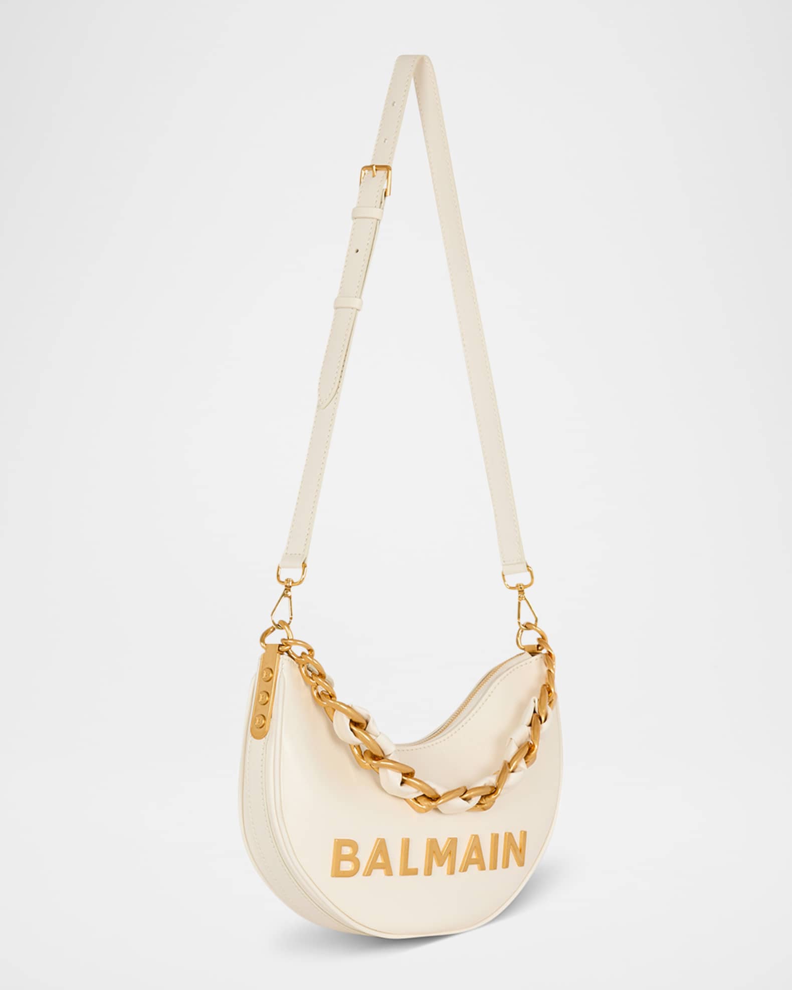 Balmain 1945 Soft Moon Shoulder Bag in Leather | Neiman Marcus