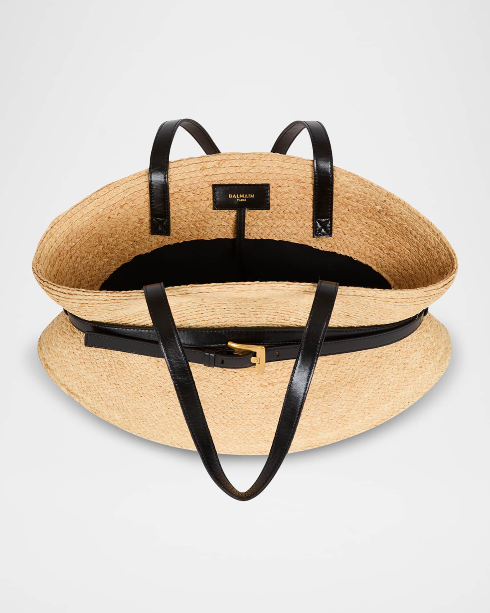 【関税＆送料込み】Balmain Shuffle Medium-Raffia&Calfskin Shuffle Medium bag in raffia - Women | BALMAIN