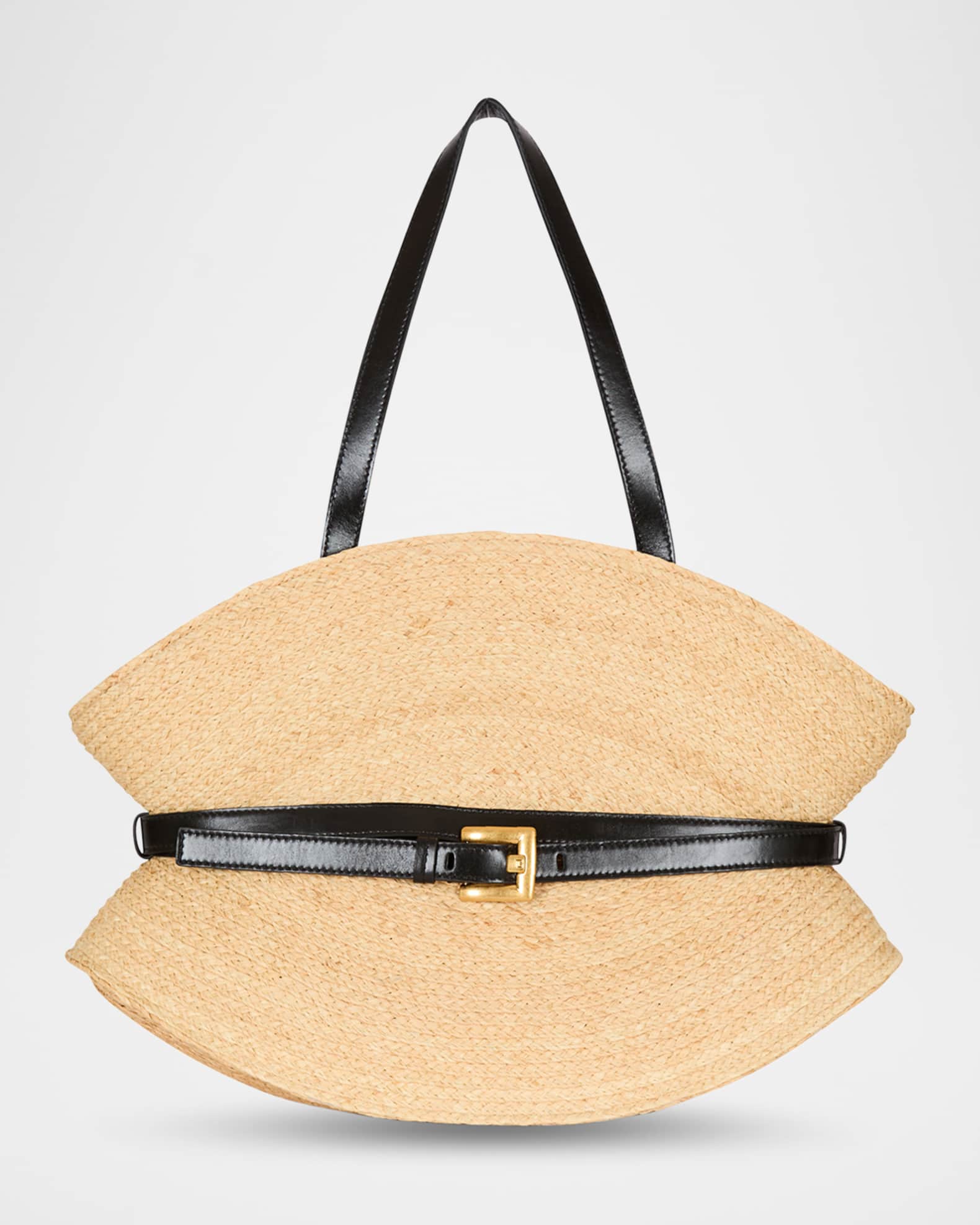 Balmain Shuffle Belted Shoulder Bag in Raffia | Neiman Marcus