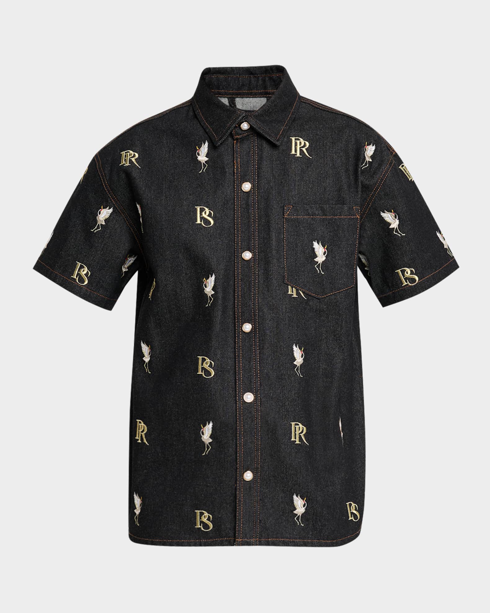 Men's Fukue Embroidered Short-Sleeve Shirt