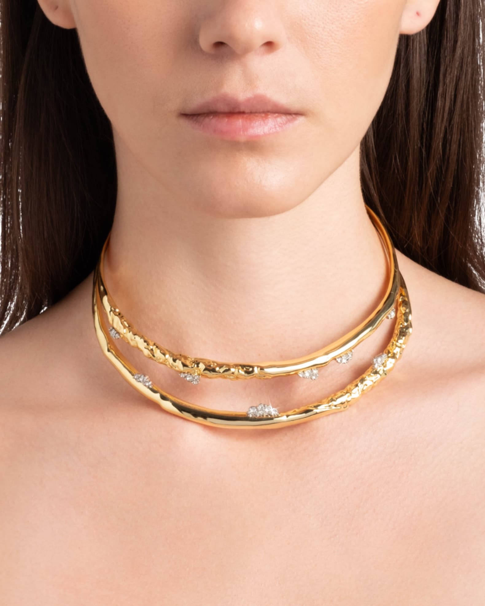 Brut Gold Crystal Thorned Open Collar 1