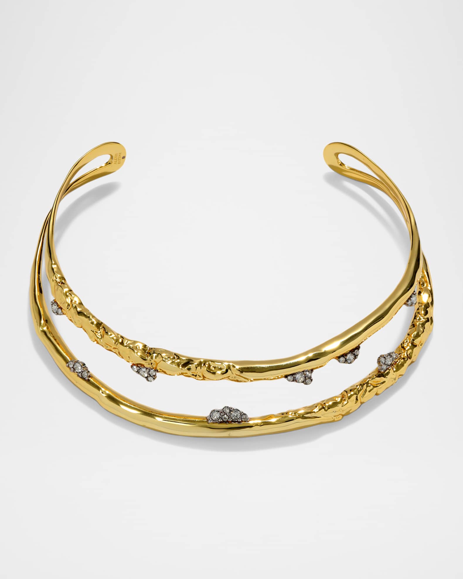 Brut Gold Crystal Thorned Open Collar 0