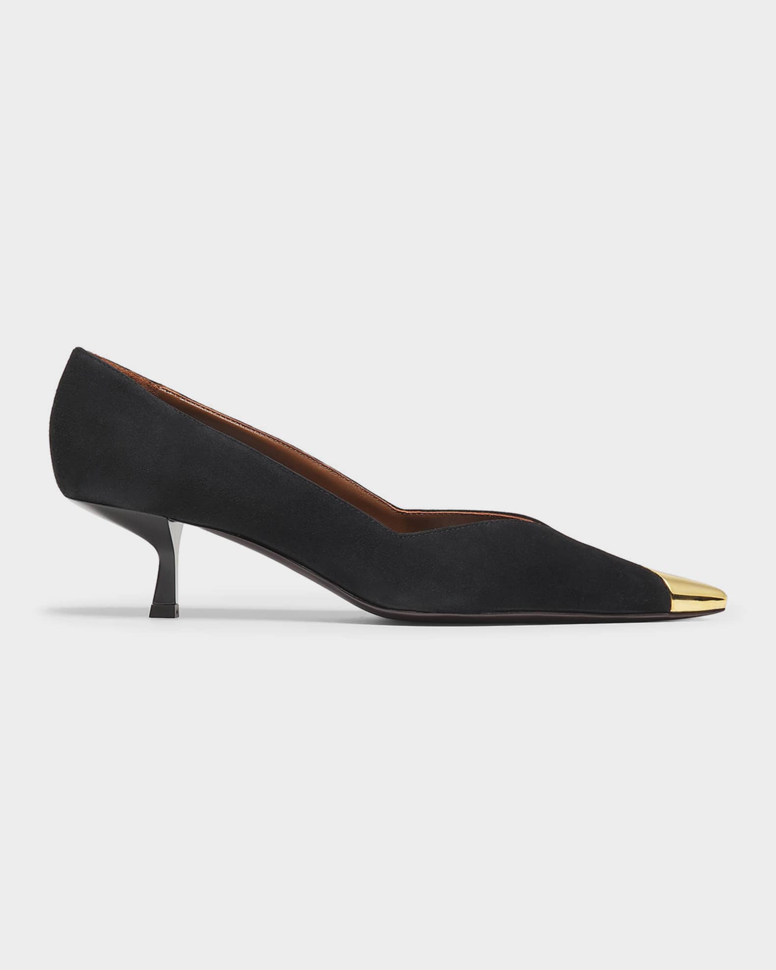 Giuseppe Zanotti Suede Golden Cap-Toe Pumps | Neiman Marcus