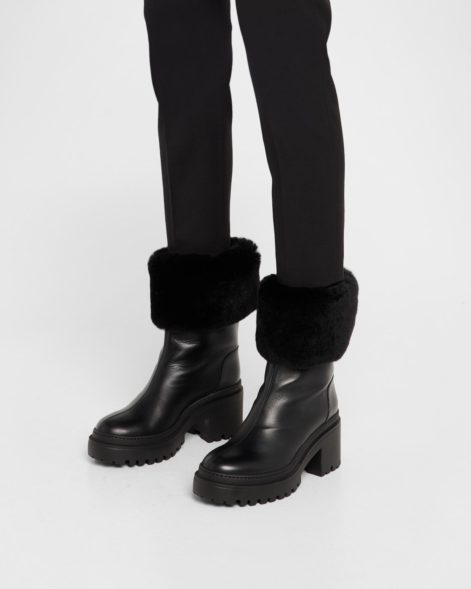 Giuseppe Zanotti Leather Ankle Boots with Shearling Cuff | Neiman