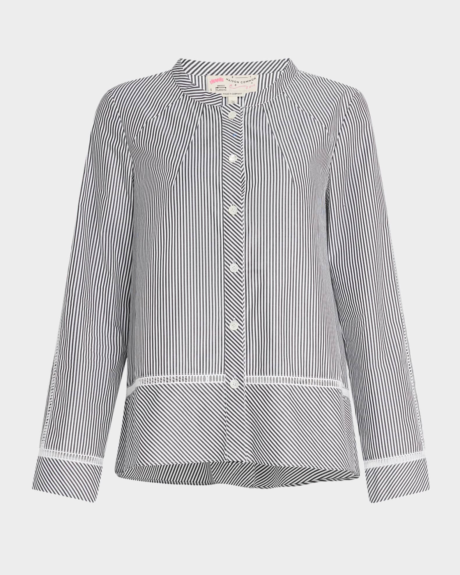 Striped Cotton Shirt with Lattice Detail 0
