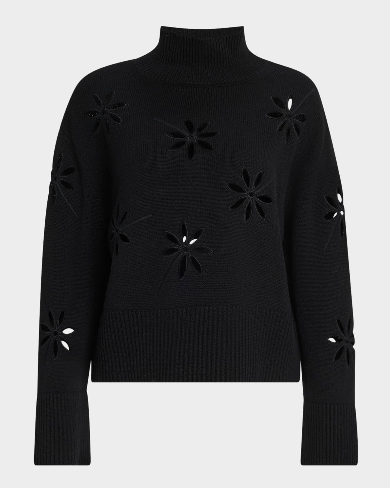 Mock-Neck Cutout Wool-Cashmere Sweater 0
