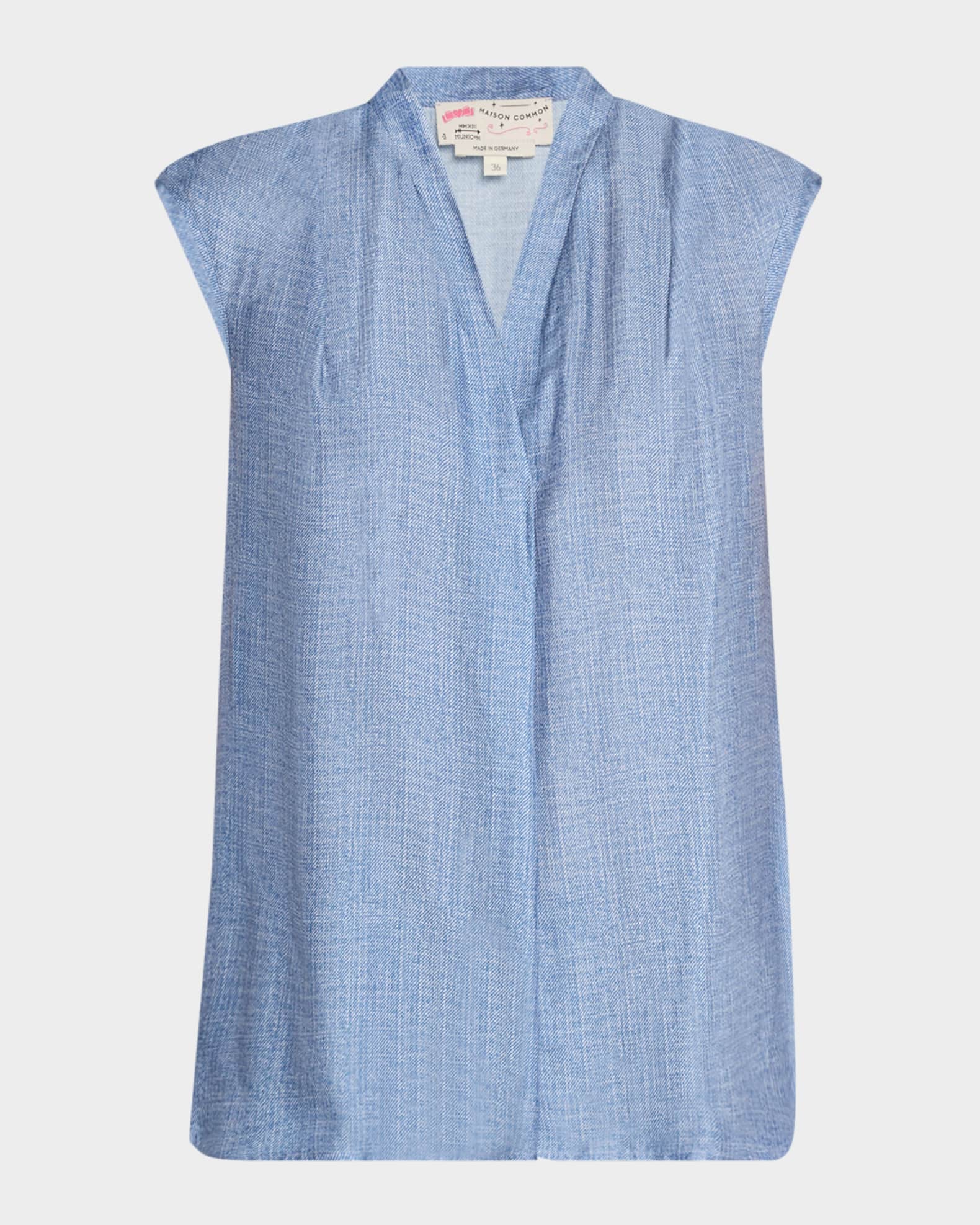 V-Neck Sleeveless Silk Blouse 0