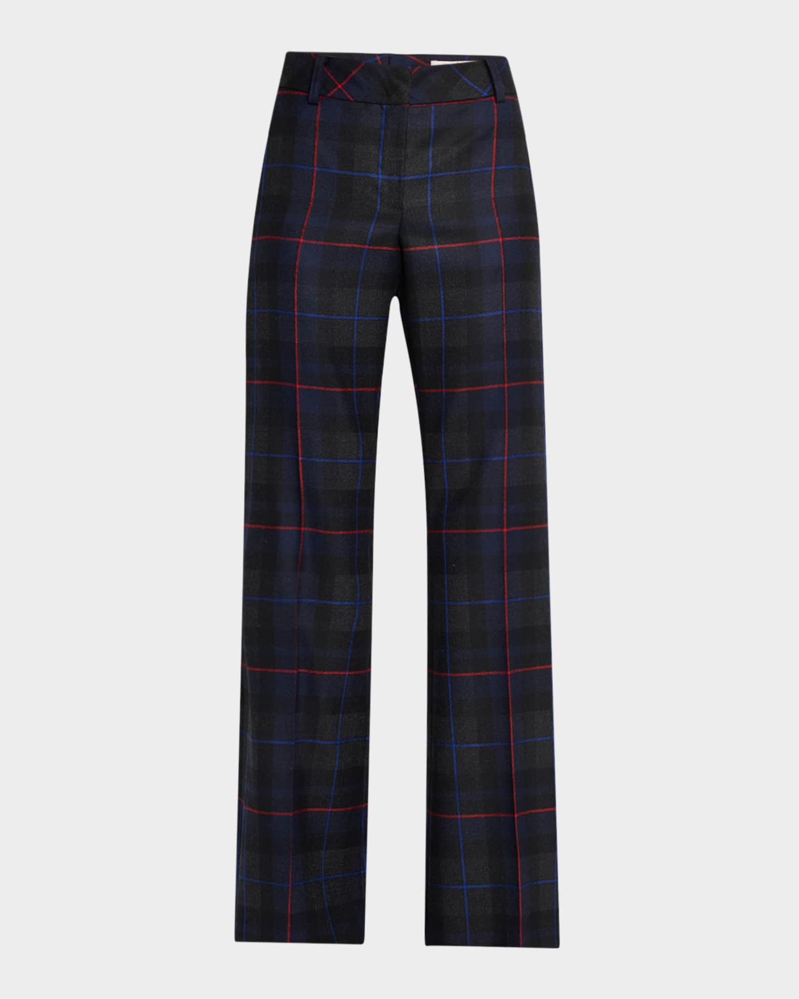 Plaid Wool Wide-Leg Pants 0