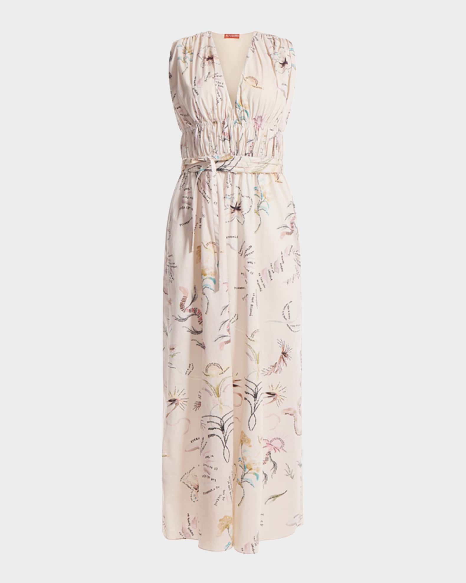 Fie Shirred Sleeveless Midi Dress 0