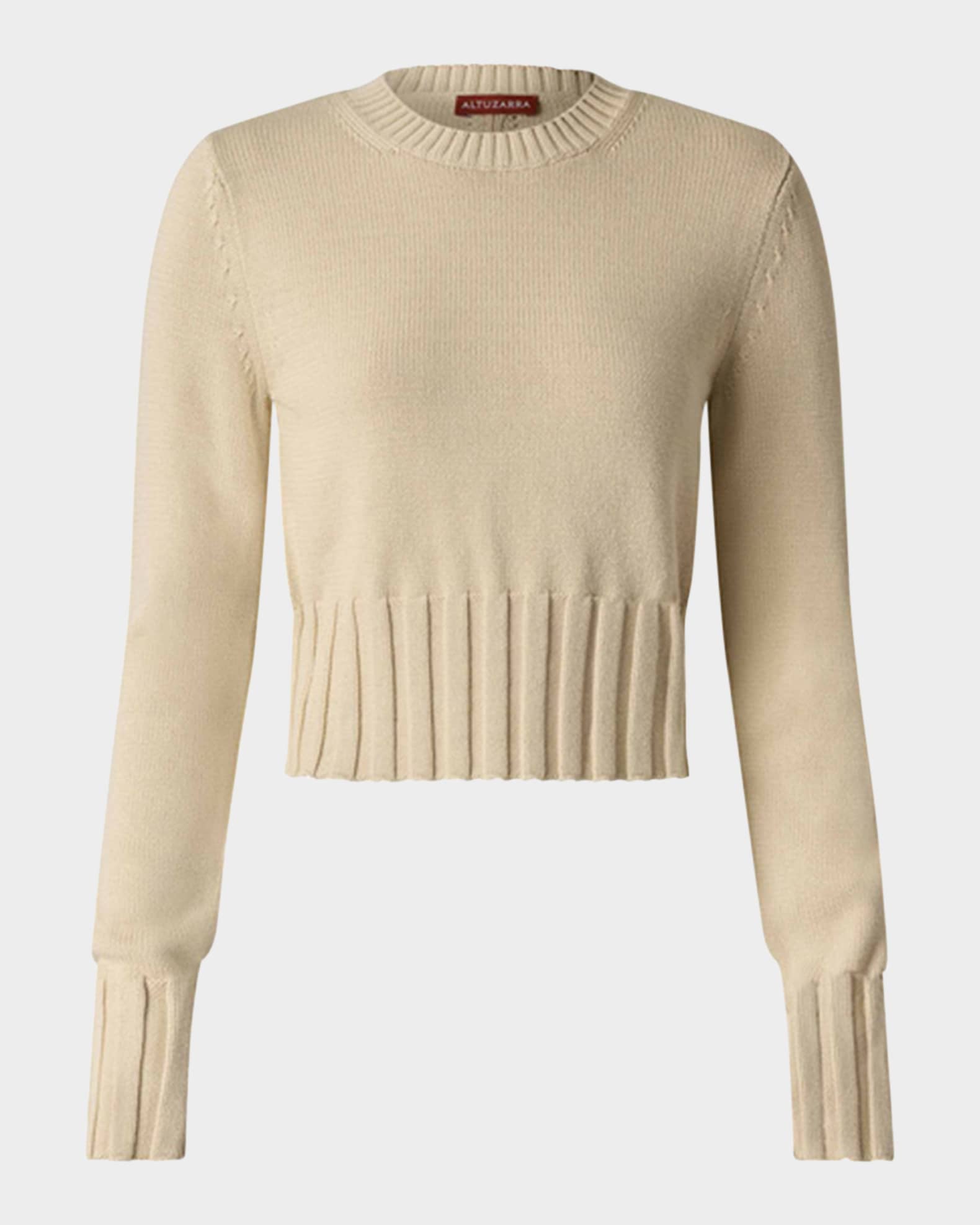 Livvy Wide-Rib Cuffs Crewneck Sweater 0
