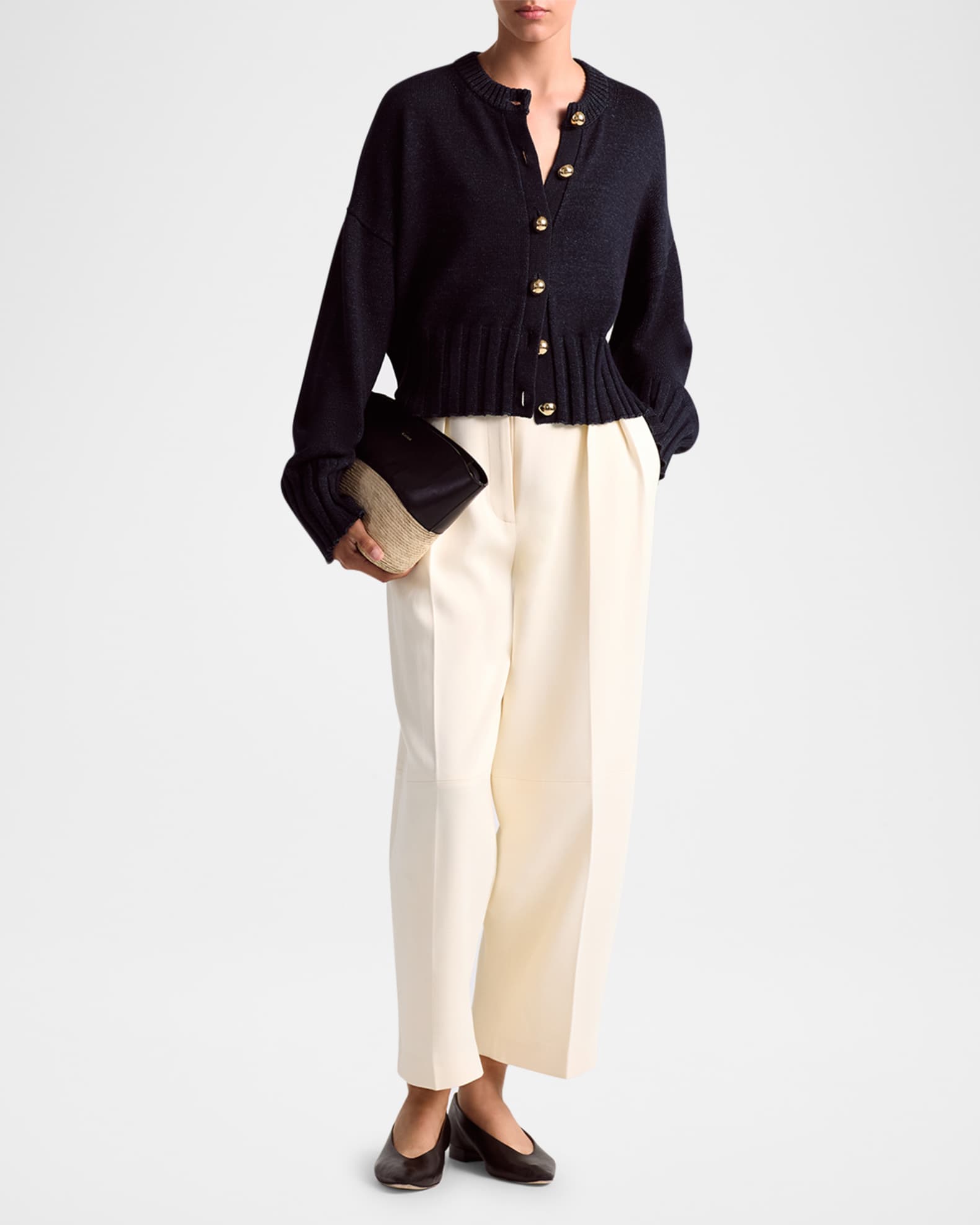 Liam Wide-Rib Crewneck Cardigan 1