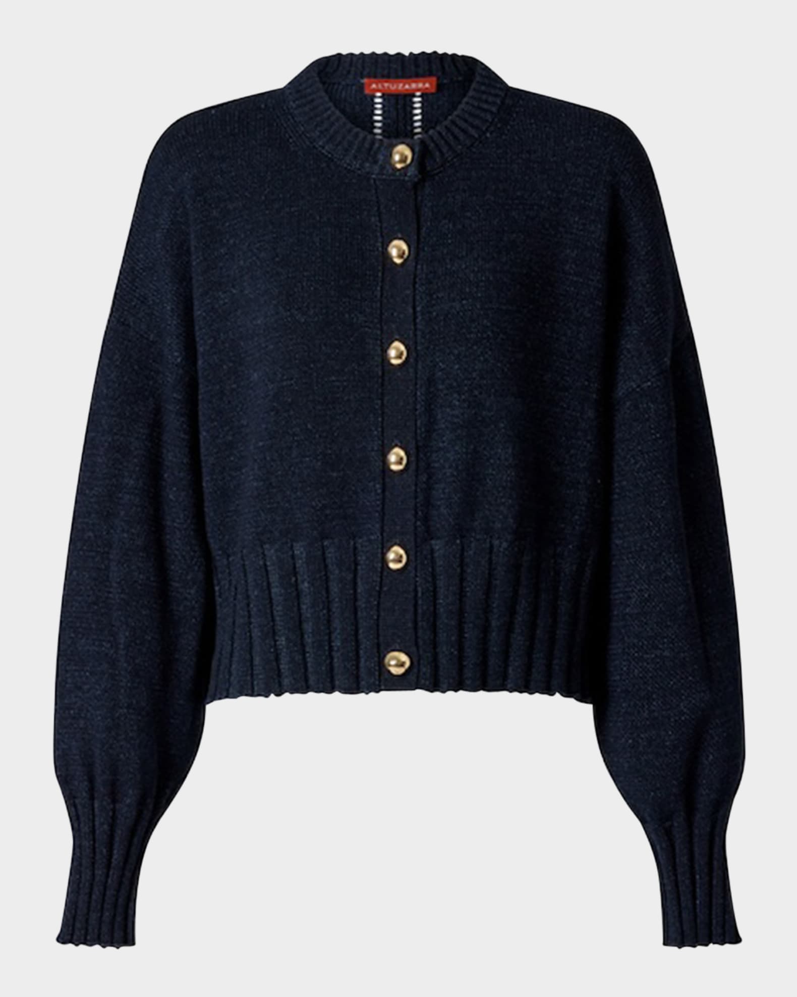 Liam Wide-Rib Crewneck Cardigan 0
