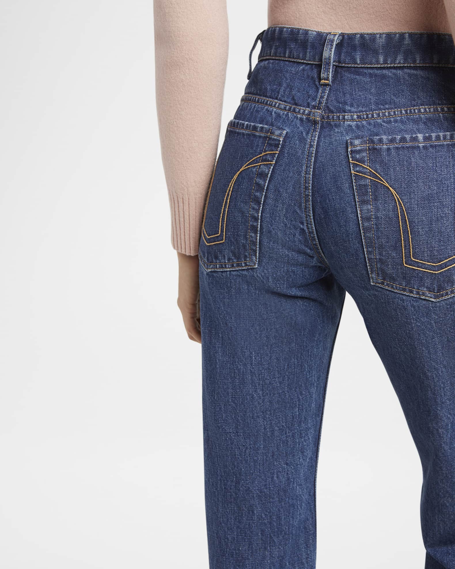 Jil Sander High-Rise Crease-Line Slim-Leg Jeans | Neiman Marcus