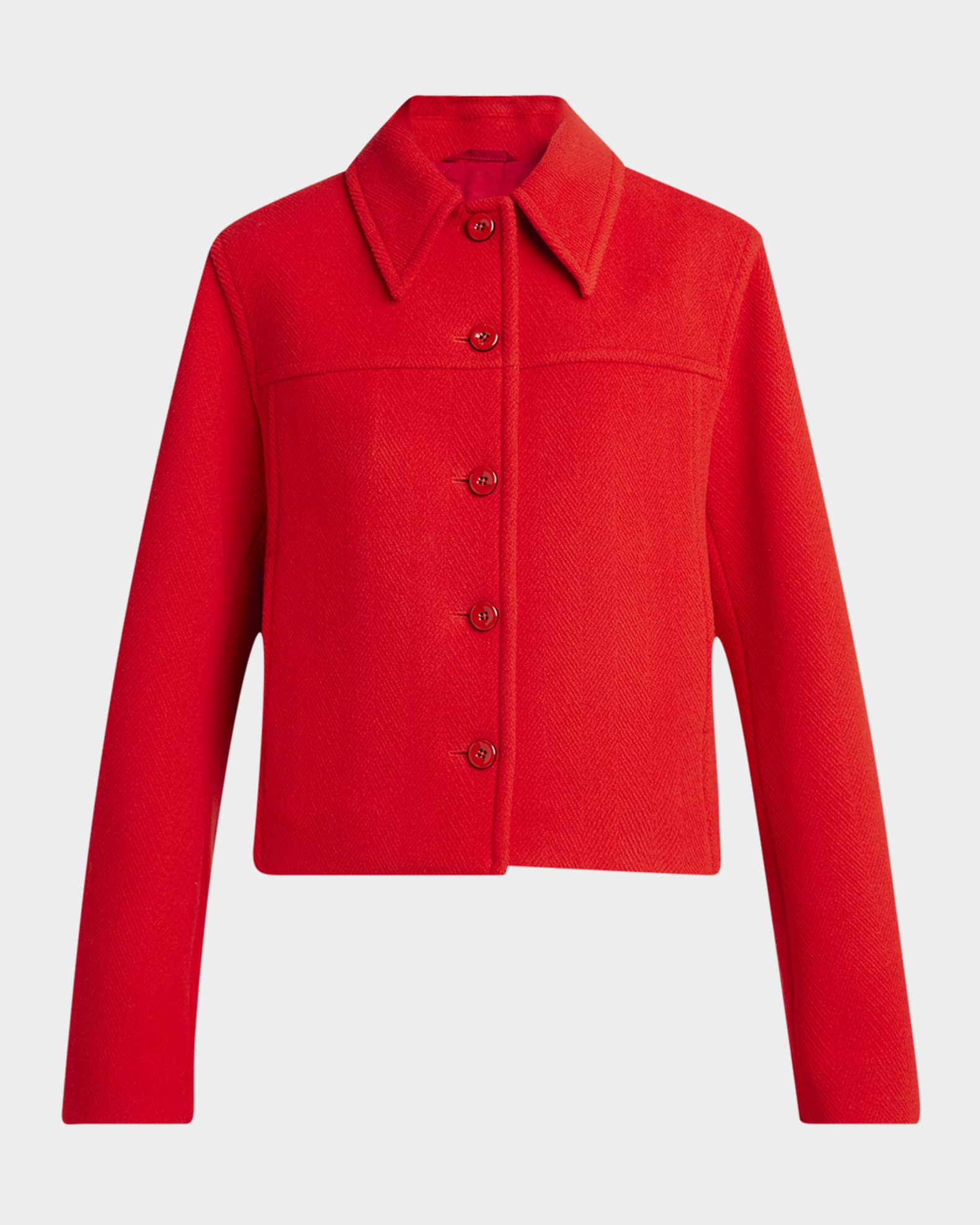 Jil Sander Cropped Boxy Wool Jacket | Neiman Marcus