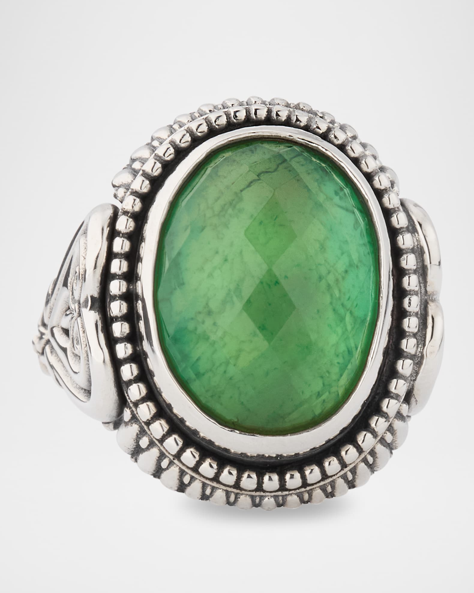 Ivy Rock Crystal, Aventurine and MOP Triplet Statement Ring 0
