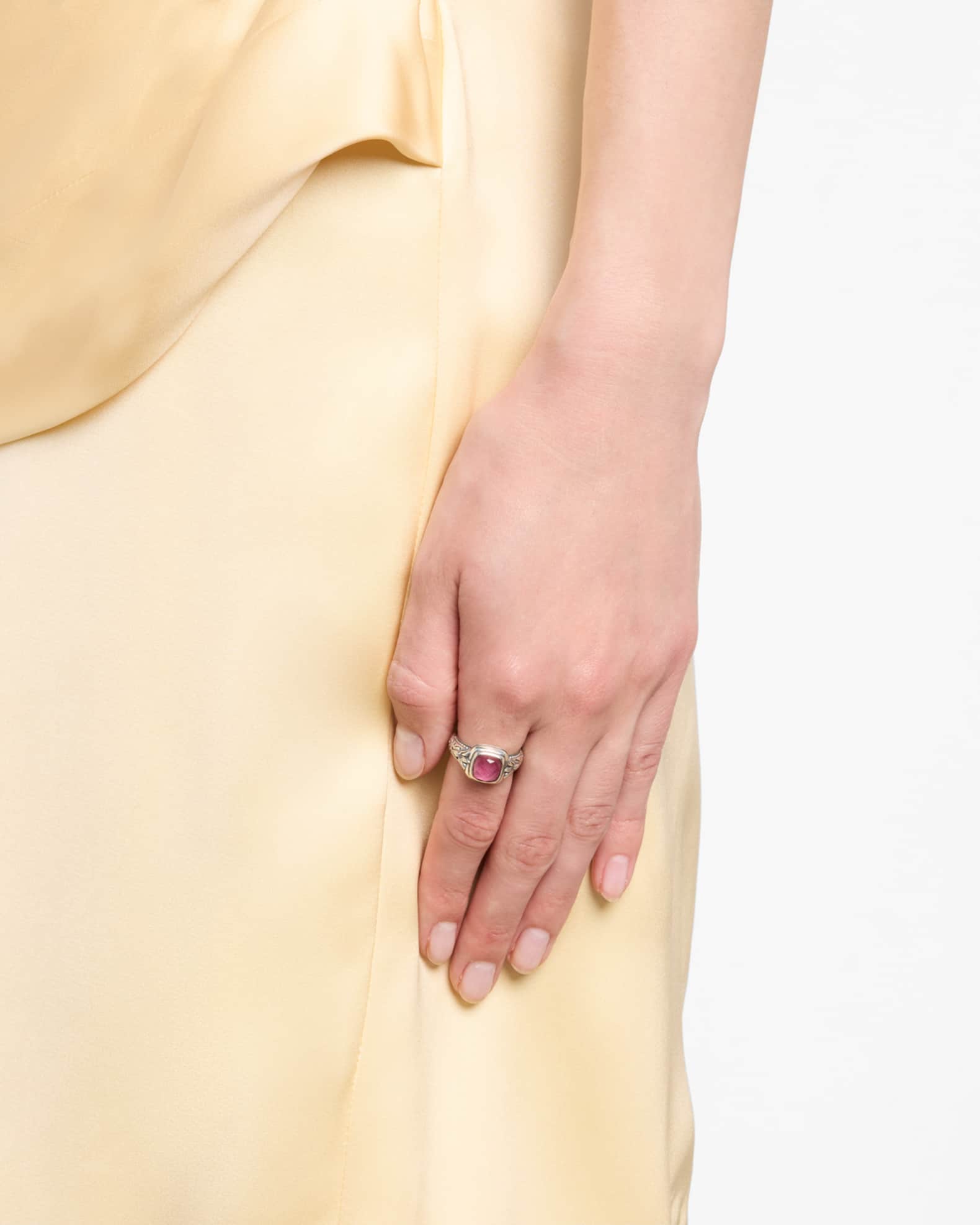 Ivy Sterling Silver Strawberry Quartz Ring, Size 7  1