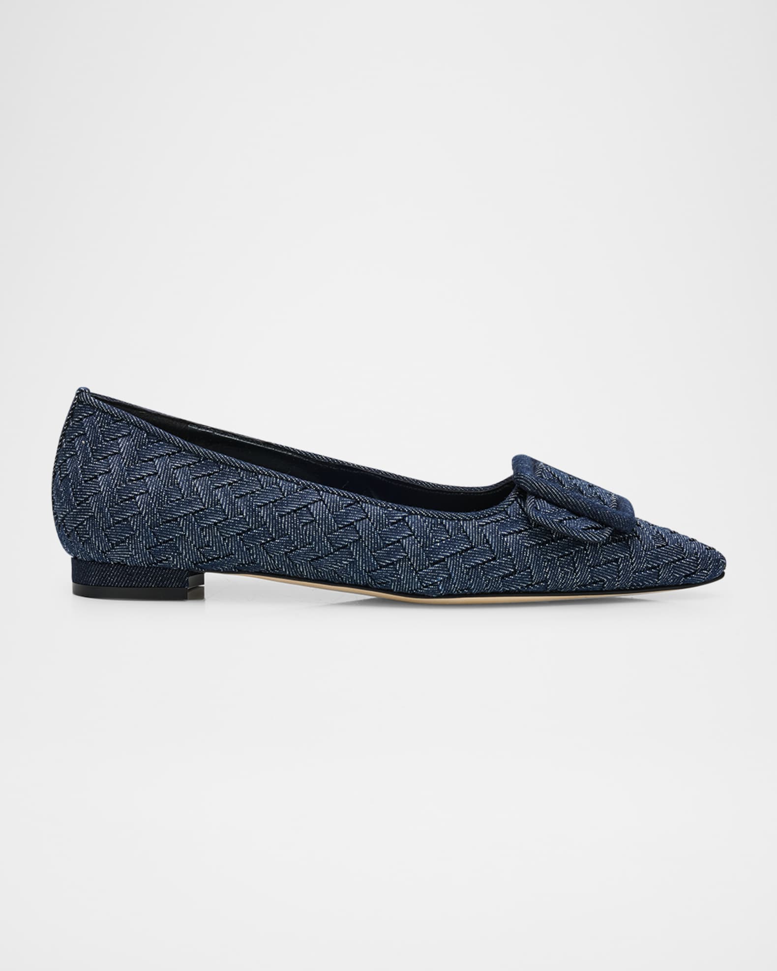 Maysale Chambray Flat Ballerina Pumps 0