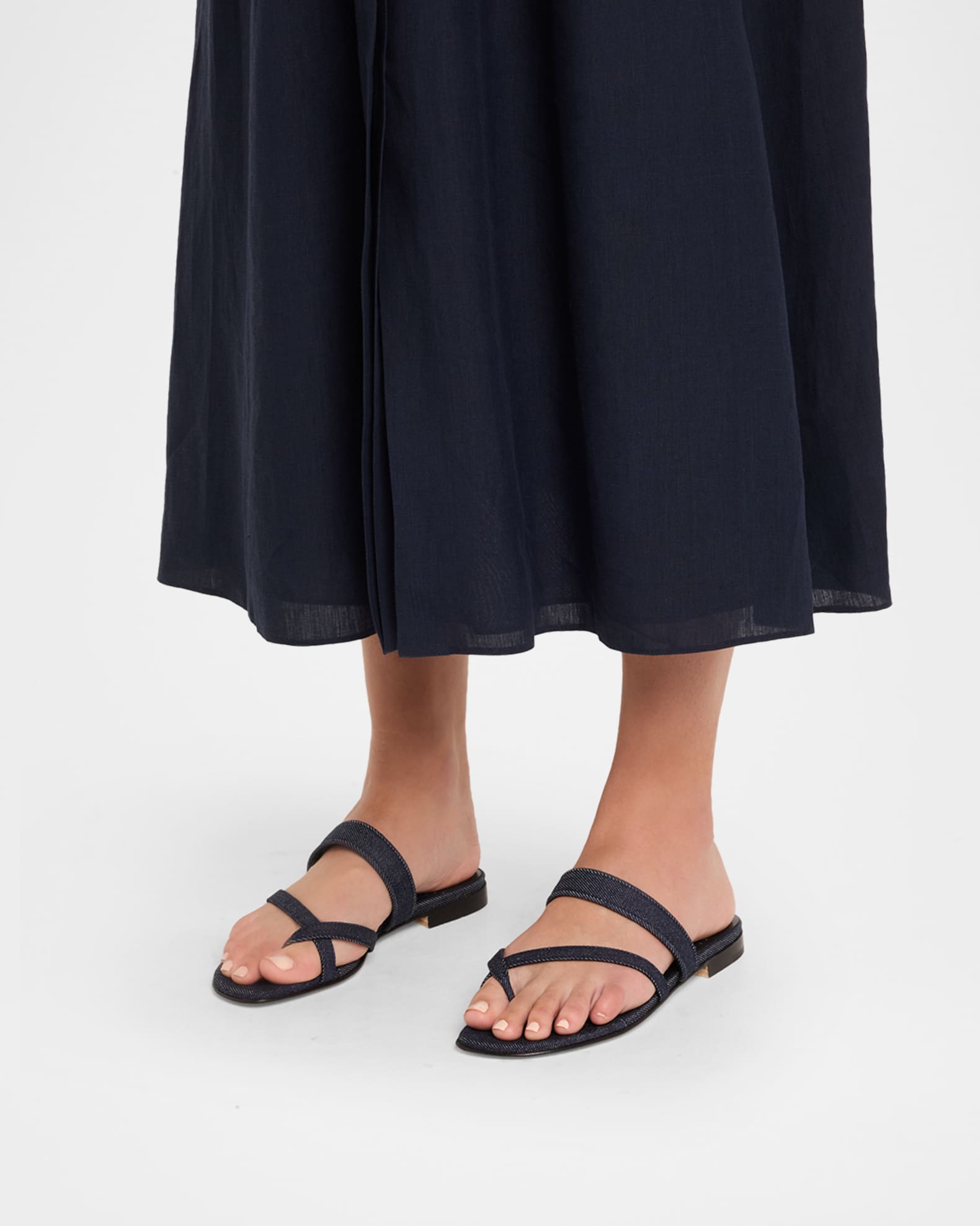 Susa Chambray Crisscross Flat Sandals 1