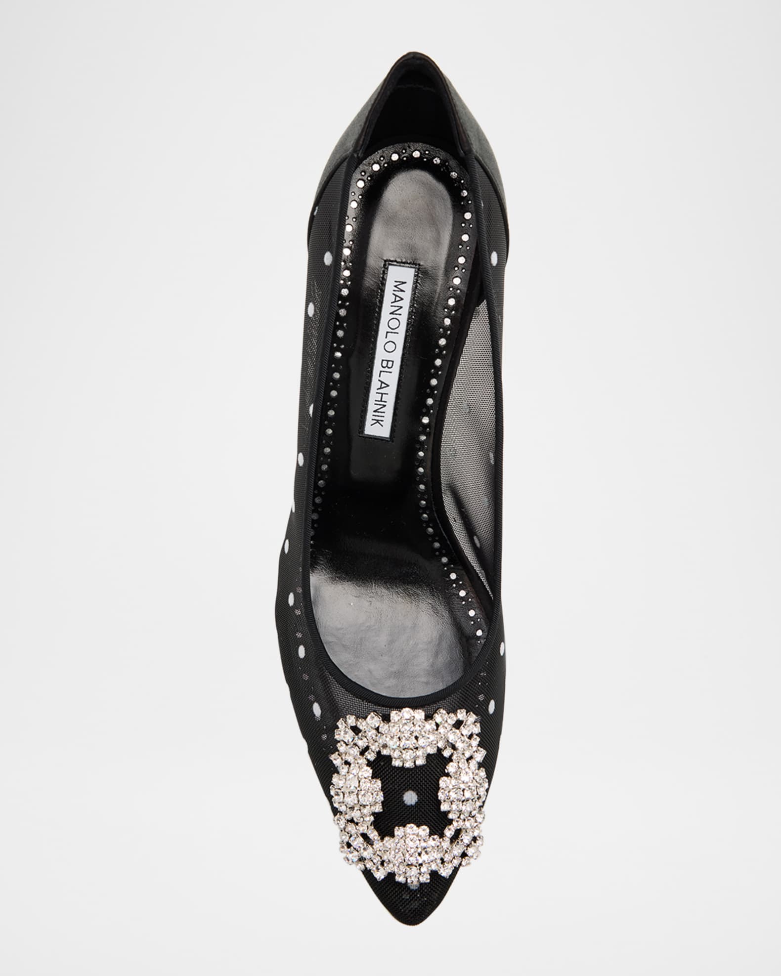 Manolo Blahnik Hangisi Polka-Dot Mesh Pumps Neiman Marcus