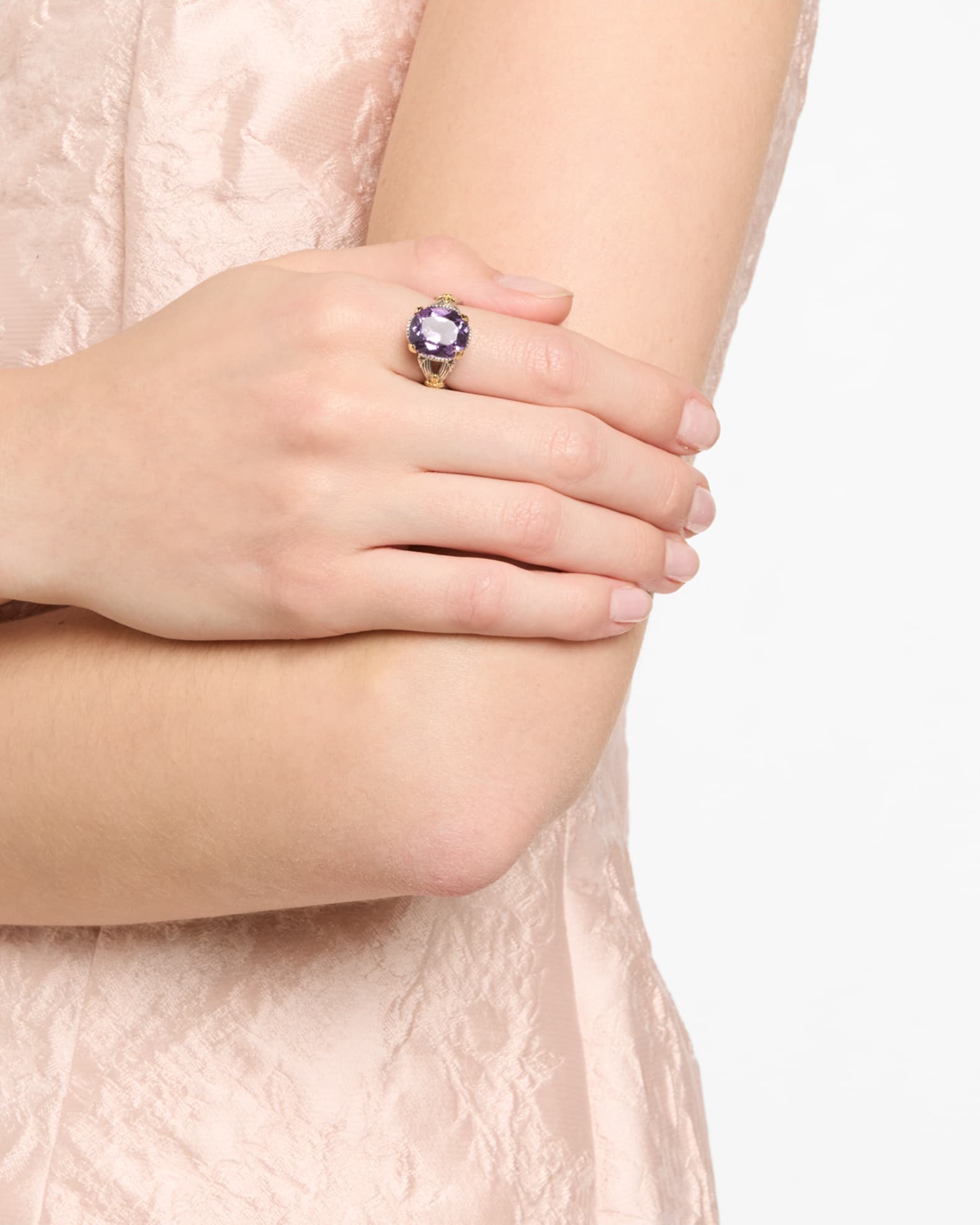 Kyma Two-Tone Amethyst Ring, Size 7 1