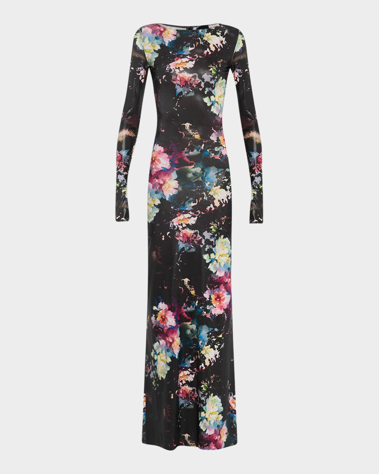 Floral Jersey Long-Sleeve Gown 0