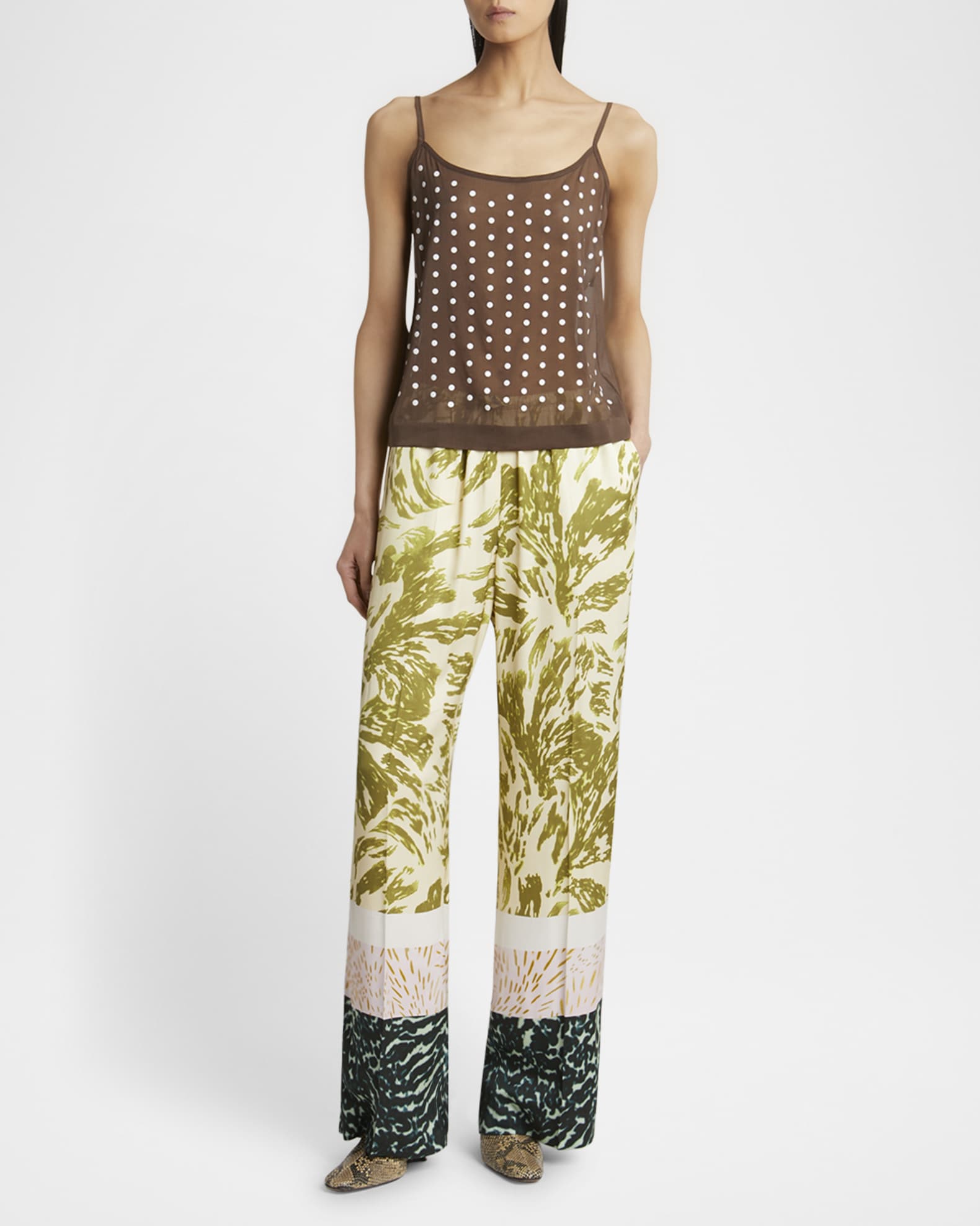 Calipso Polka-Dot Printed Sheer Cami Top 1
